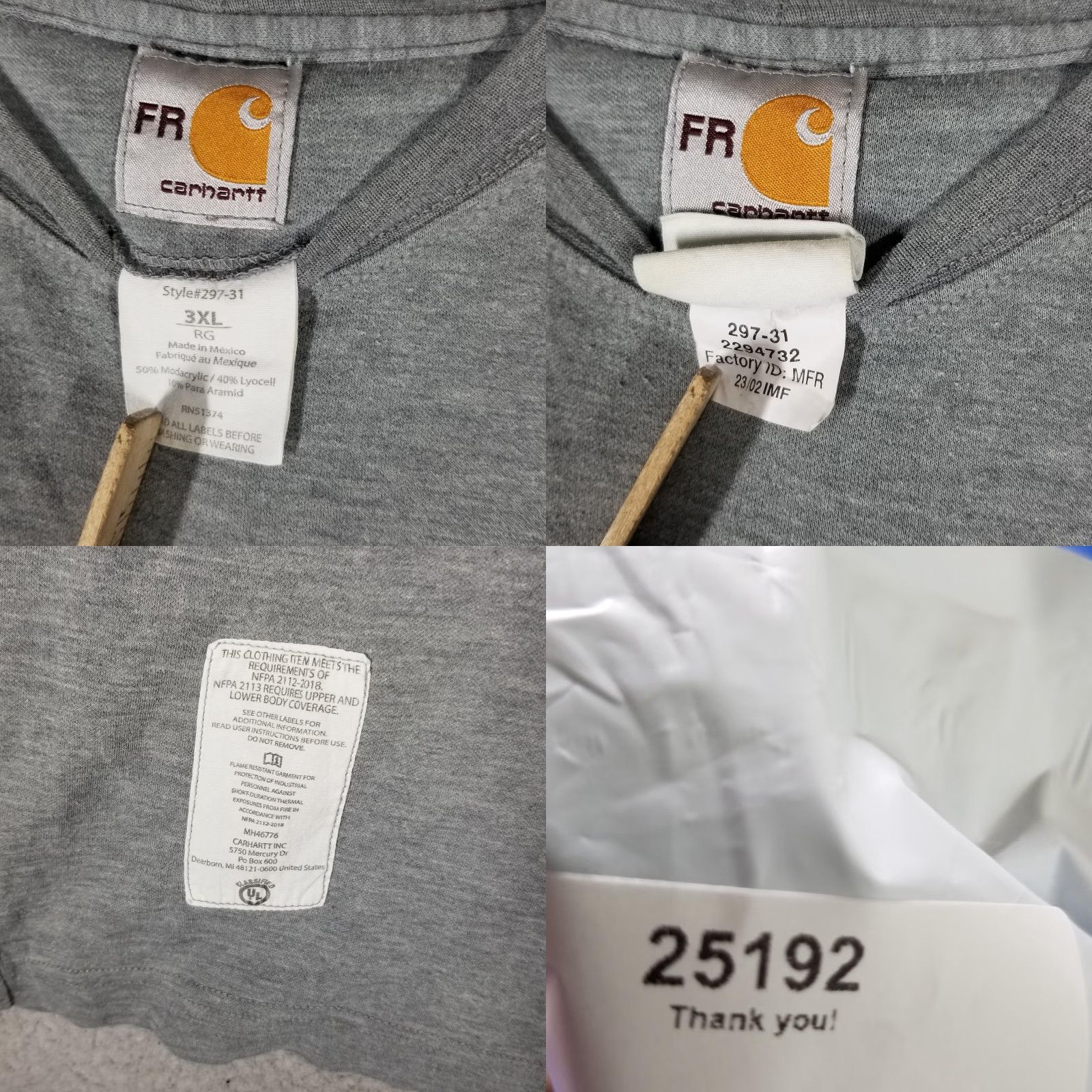 Carhartt Carhartt FR Shirt Mens 3XL Long Sleeve Heather Gray Flame Resistant CAT 2 NFPA 2112 297-31 Jersey Crew Neck Size US XXL / EU 58 / 5 - 8 Thumbnail