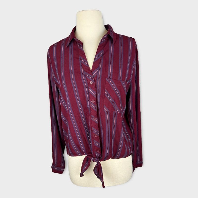 Nordstrom Lila Li | Cecil Tie Front Button Up Shirt | Size Small Size S / US 4 / IT 40 - 4 Thumbnail