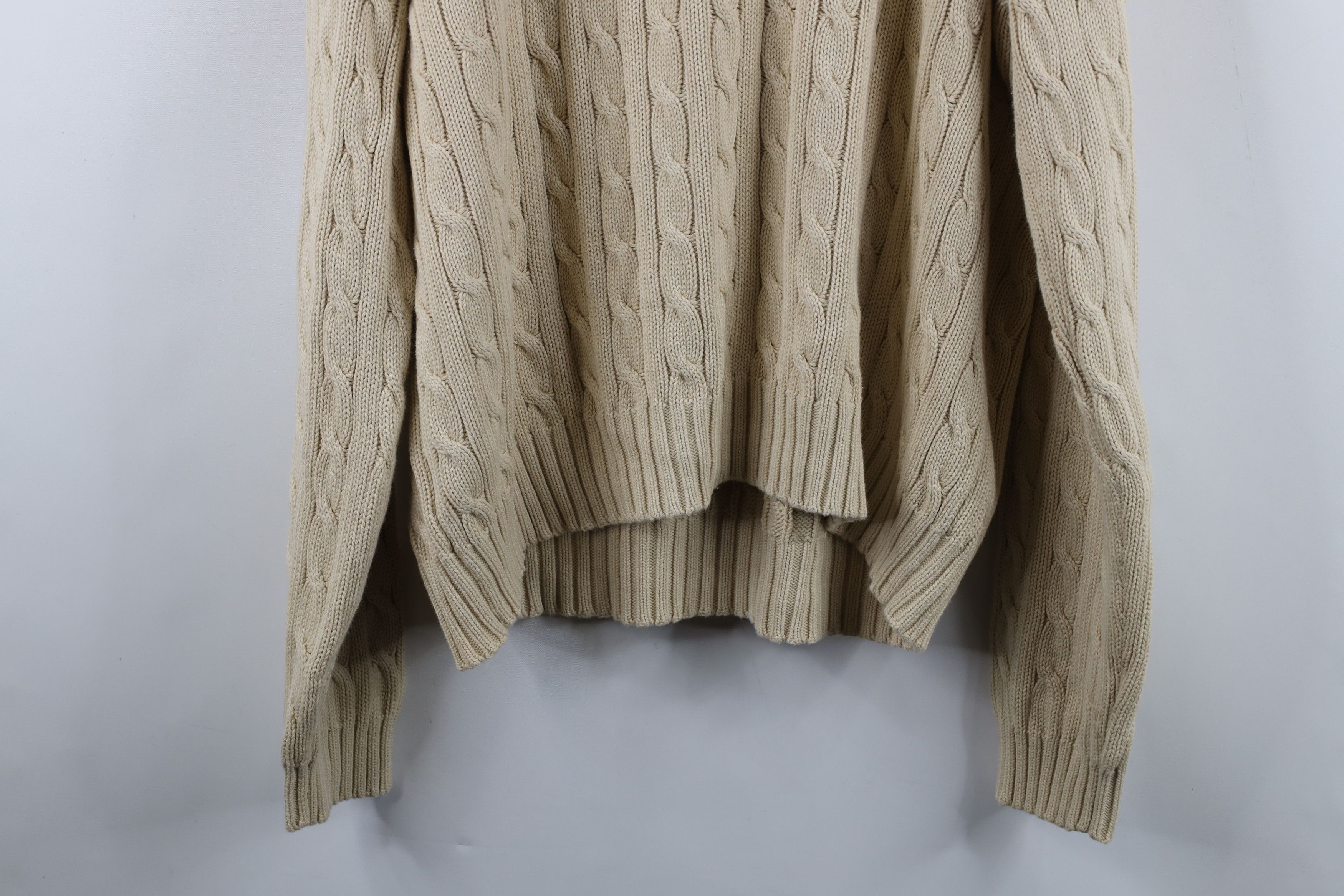 Ralph Lauren Vintage 90s Ralph Lauren Cotton Cable Knit Sweater Beige Size US XXL / EU 58 / 5 - 14 Thumbnail