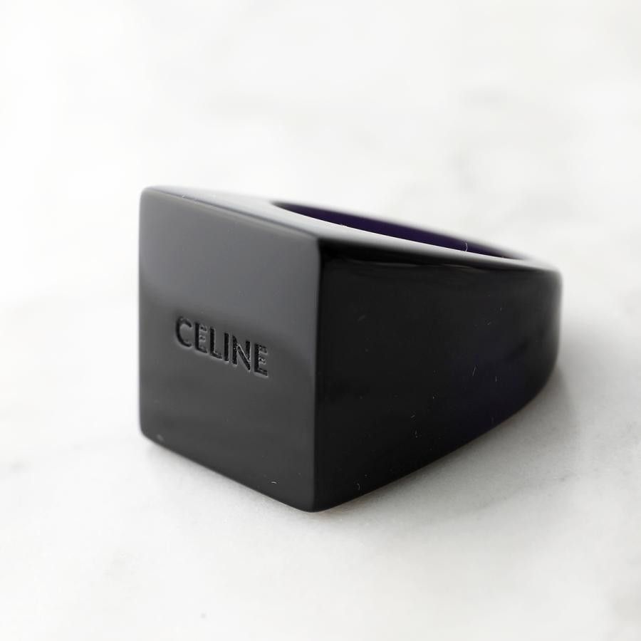 Celine o1bcso1str1024 Size: OS / Square Ring in Black Size ONE SIZE - 1 Thumbnail