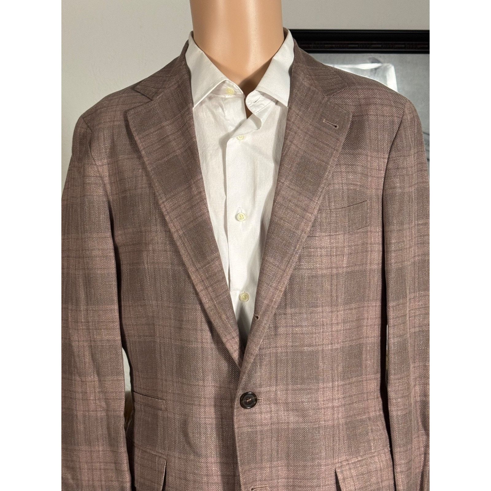 Brunello Cucinelli Brunello Cucinelli Peach/Brown Wool Linen silk Blazer 38R Size 38R - 1 Thumbnail
