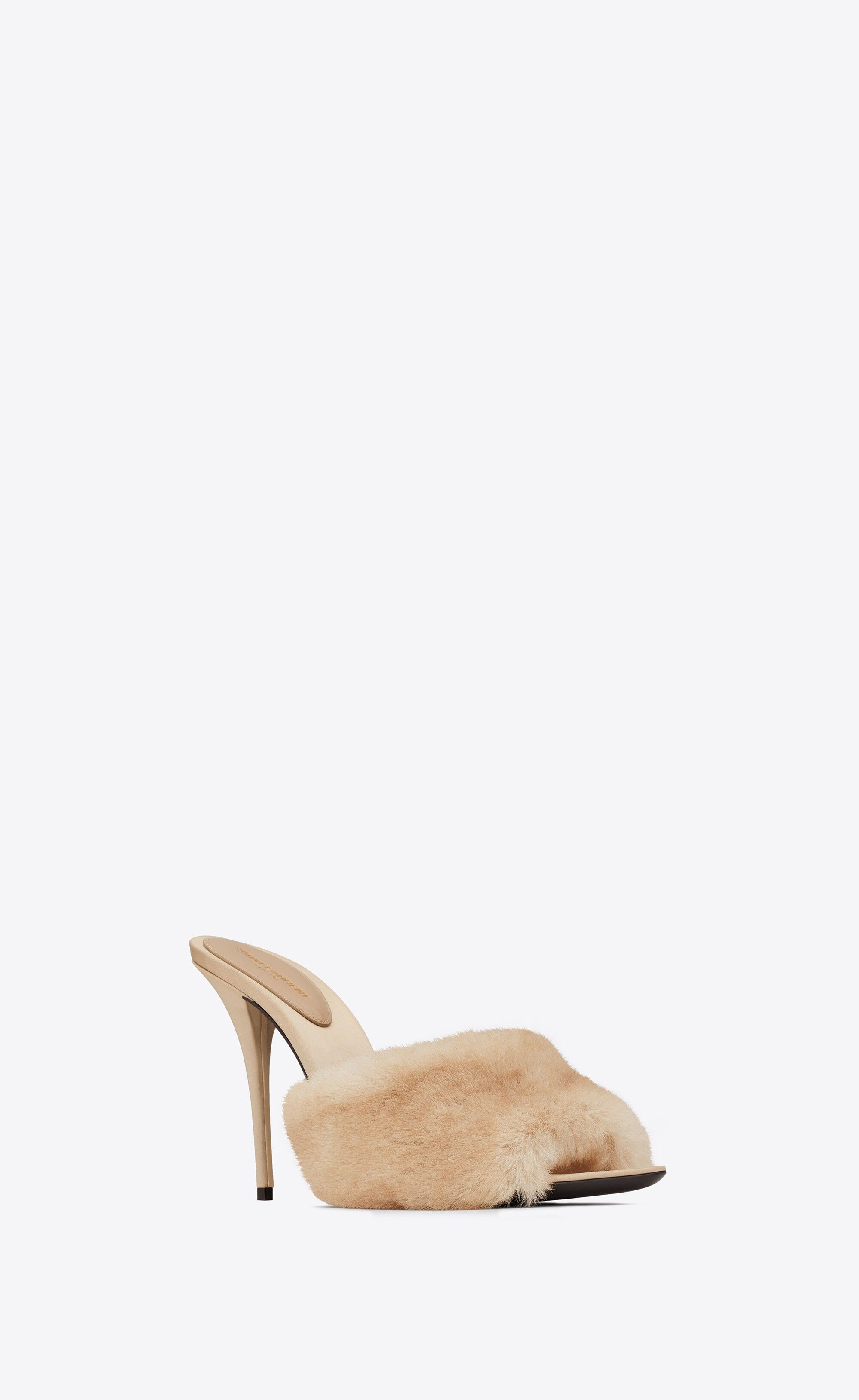 Saint Laurent Paris o1tp1o1224 La 16 Heeled Mules In Animal Free Fur in Beige Size US 6 / IT 36 - 2 Thumbnail