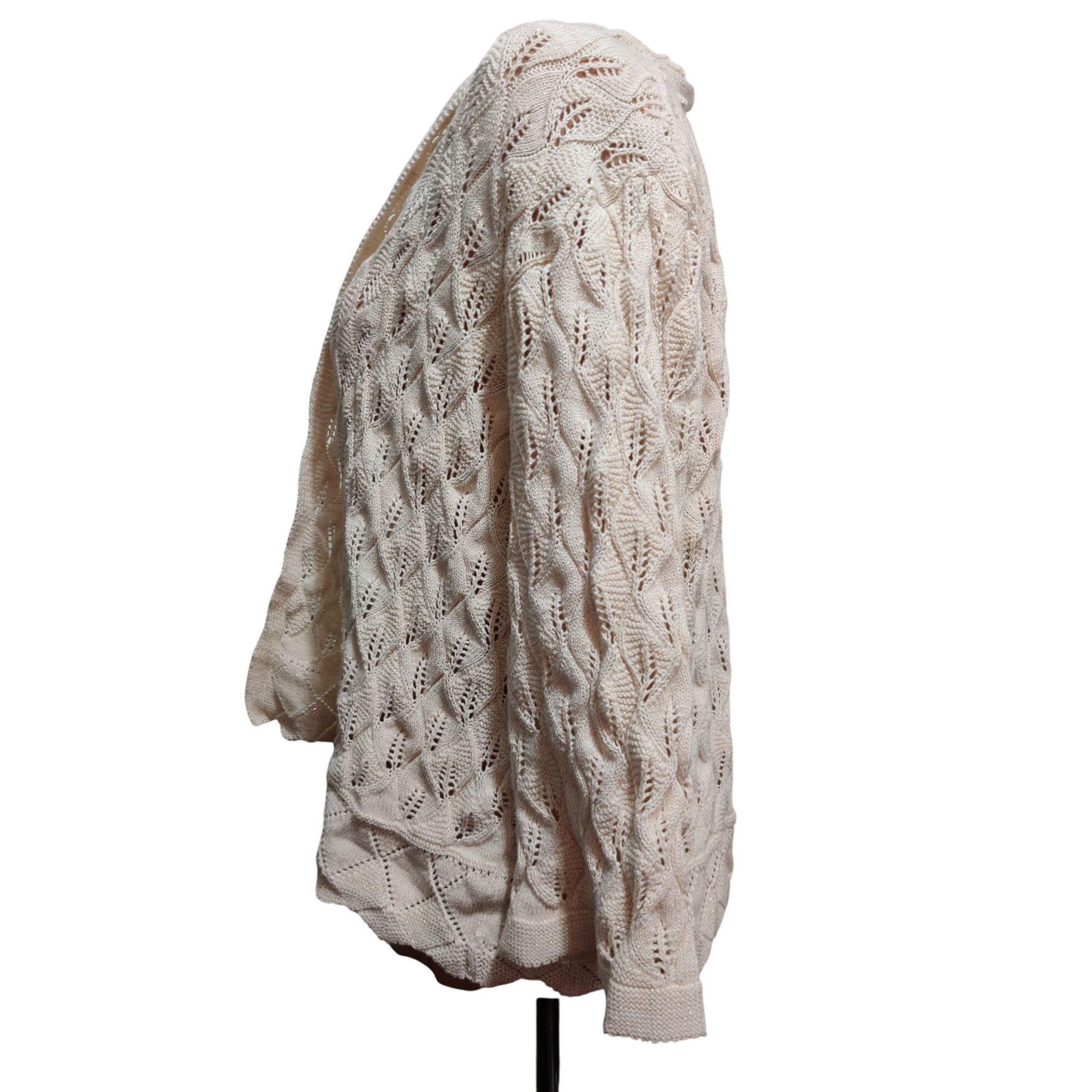 JM Collection JM Collection XL Petite Sweater Cream Metallic Open Knit Car Size XL / US 12-14 / IT 48-50 - 12 Thumbnail