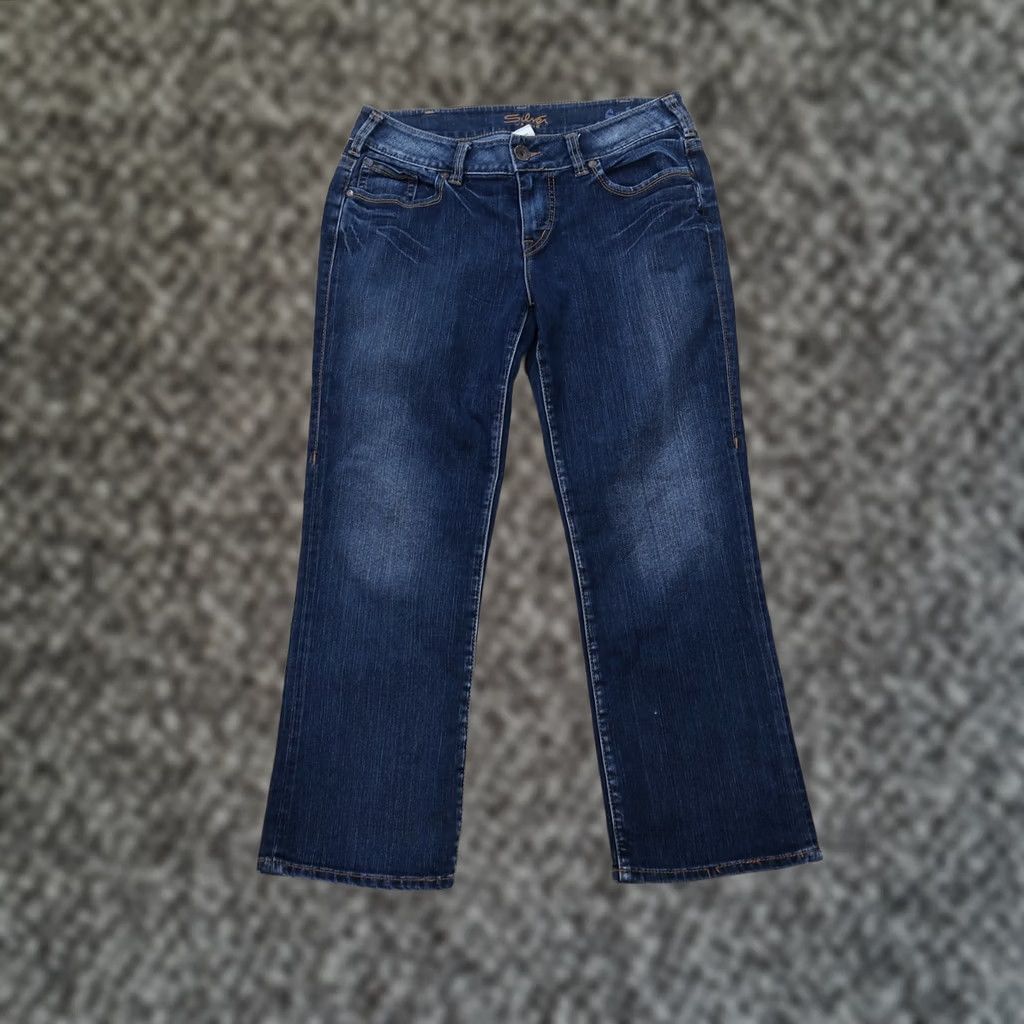 Silver Jeans Co. Silver Jeans Suki Capri Jeans Womens 31 Blue Dark Denim Slim Capris 26 Inseam 5-Pocket Distressed Size 24" / US 00 / IT 34 - 1 Thumbnail