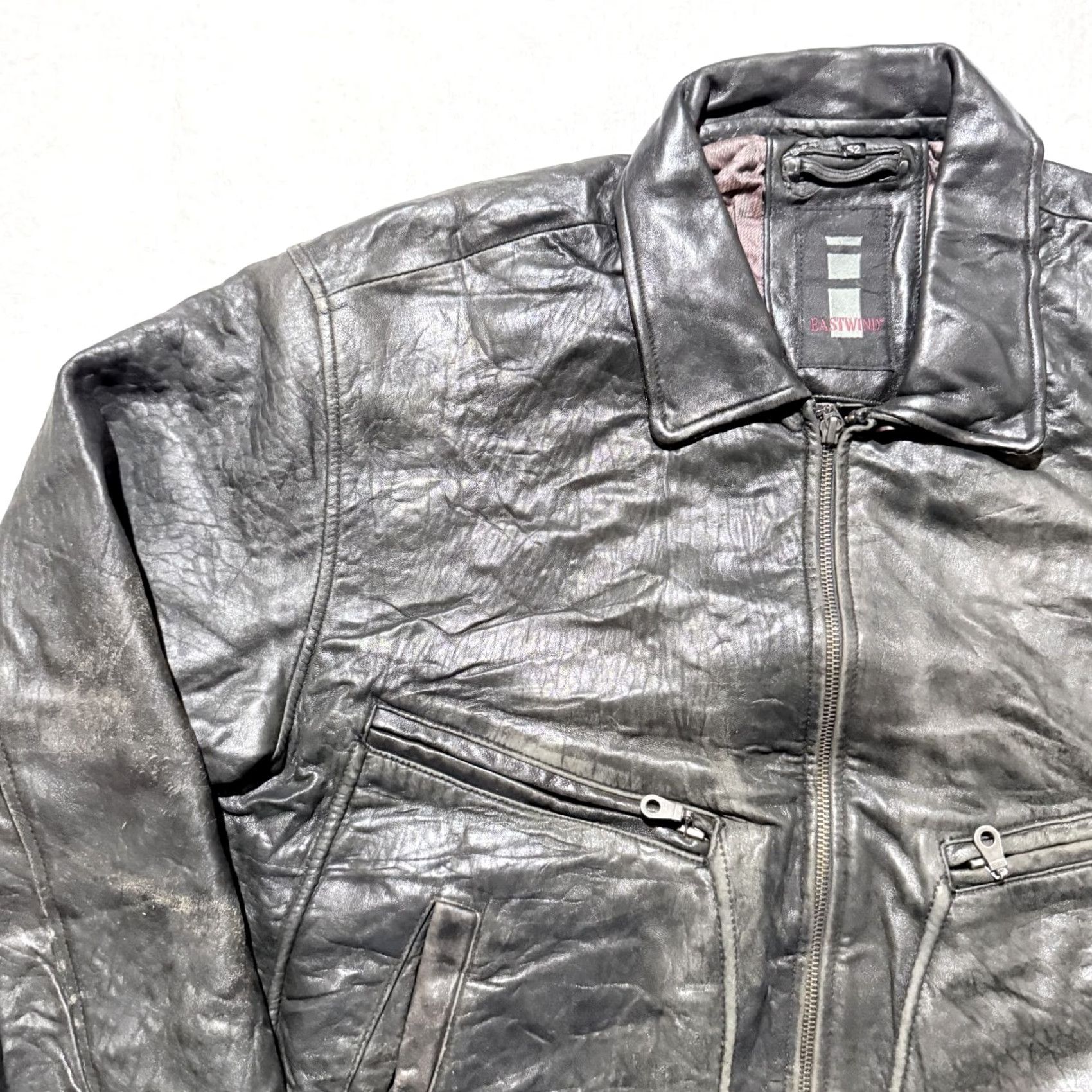 Vintage VINTAGE Eastwind Leather Flight Bomber Jacket Black Retro Zipper Men Size 52 Size US L / EU 52-54 / 3 - 4 Thumbnail