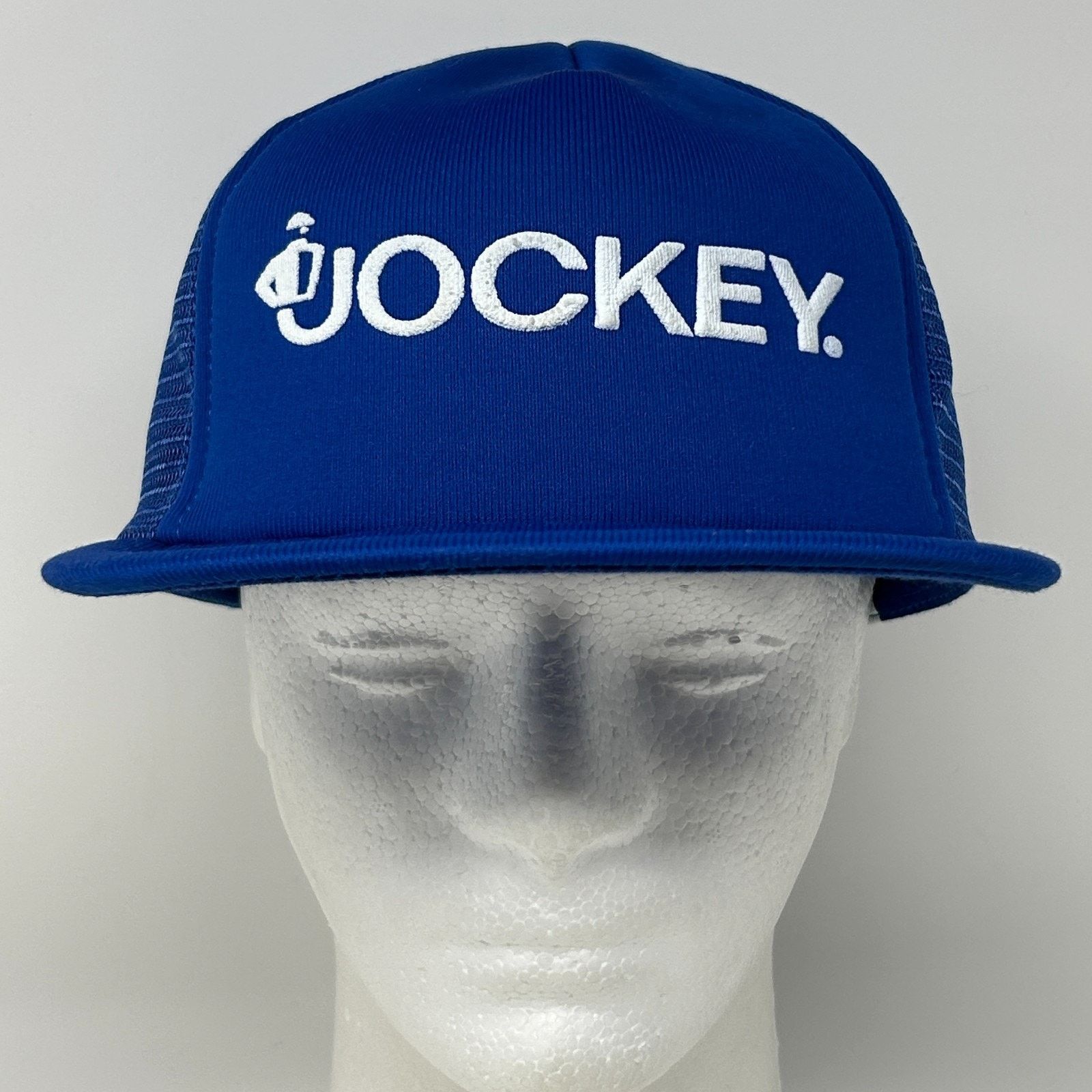 Vintage Vintage Jockey Brand Trucker Hat Cap Blue 80s Logo Mesh Size ONE SIZE - 2 Thumbnail