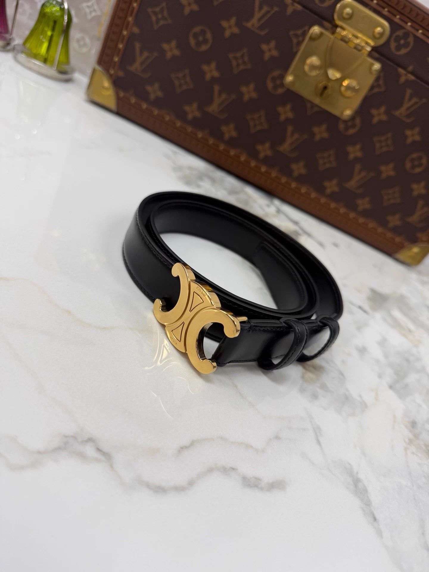 Celine Celine Triomphe Belt 75 Black Gold 99 New Size ONE SIZE - 2 Thumbnail
