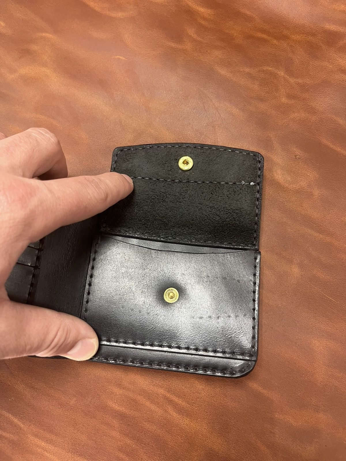 Other Handmade Black Leather Wallet Bifold Card Holder Coin Pocket Size ONE SIZE - 20 Thumbnail