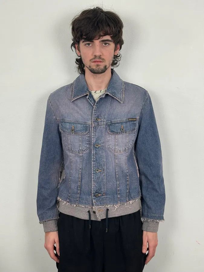 Dolce & Gabbana 2000s Dolce & Gabbana Blue Distressed Hybrid Denim Jacket Distressed Size US S / EU 44-46 / 1 - 2 Thumbnail