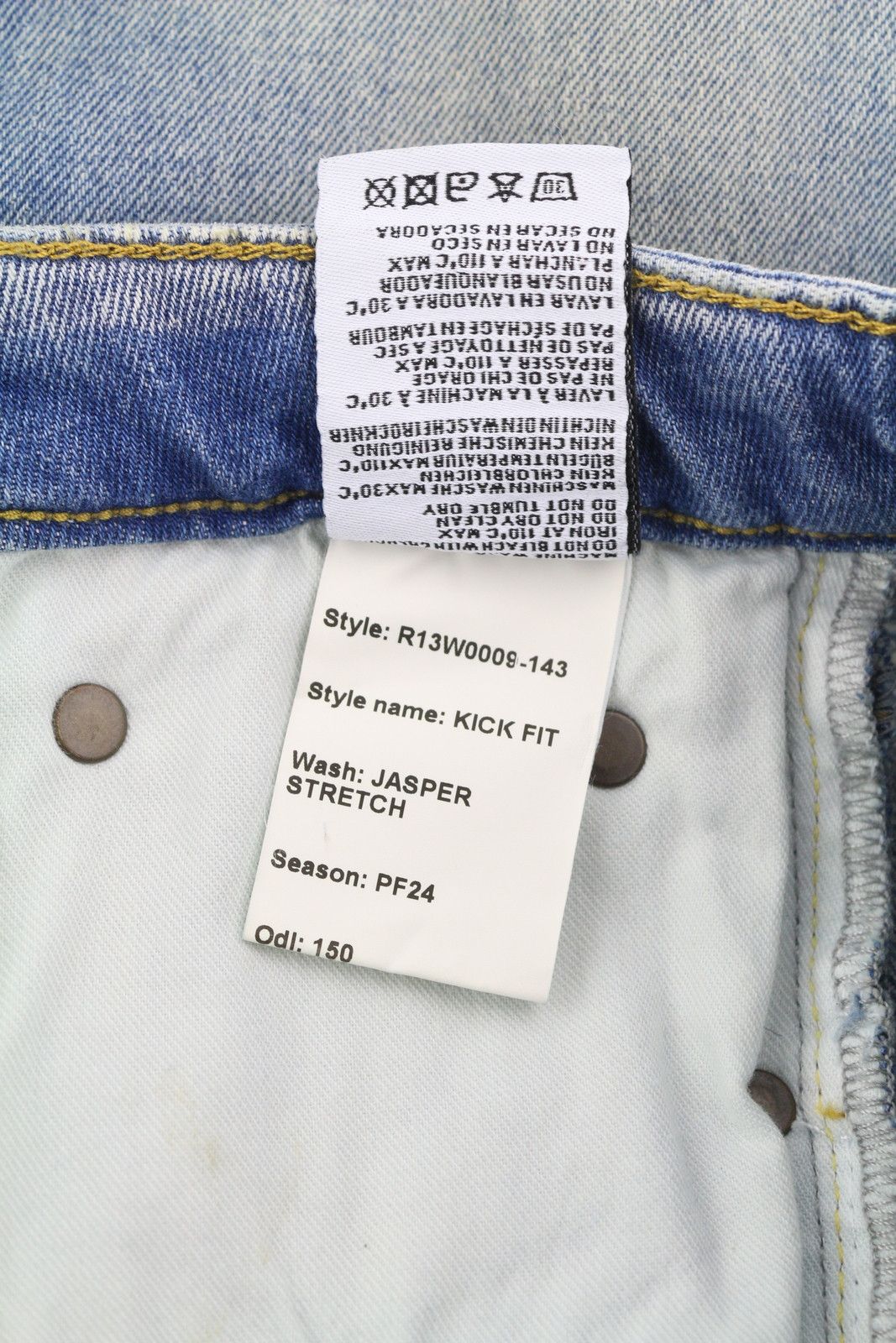 R13 KICK 27 Washed Blue Distress Jasper Stretch Jeans 84442 Size 27" / US 4 / IT 40 - 8 Thumbnail