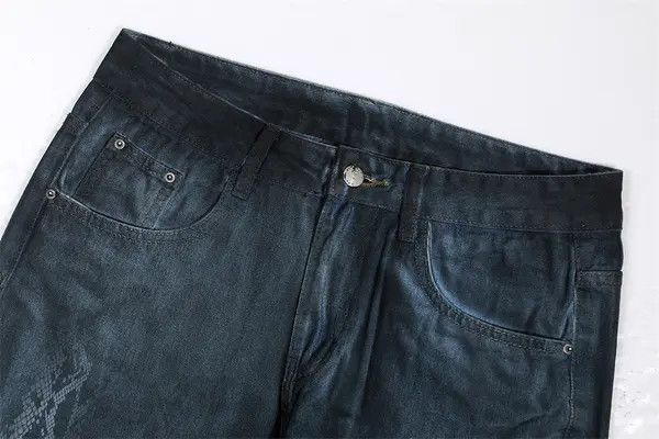 Vintage Men's punk snake print distressed heavy spray-dyed jeans Size US 32 / EU 48 - 3 Thumbnail