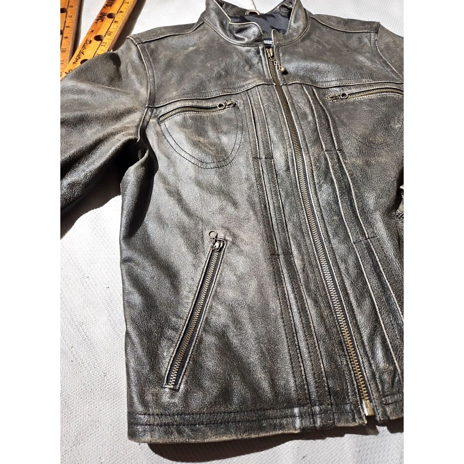 American Eagle Outfitters VINTAGE American Eagle Outfitters Jacket Womens Medium Brown Moto Cafe Genuine Leather Biker Size M / US 6-8 / IT 42-44 - 7 Thumbnail