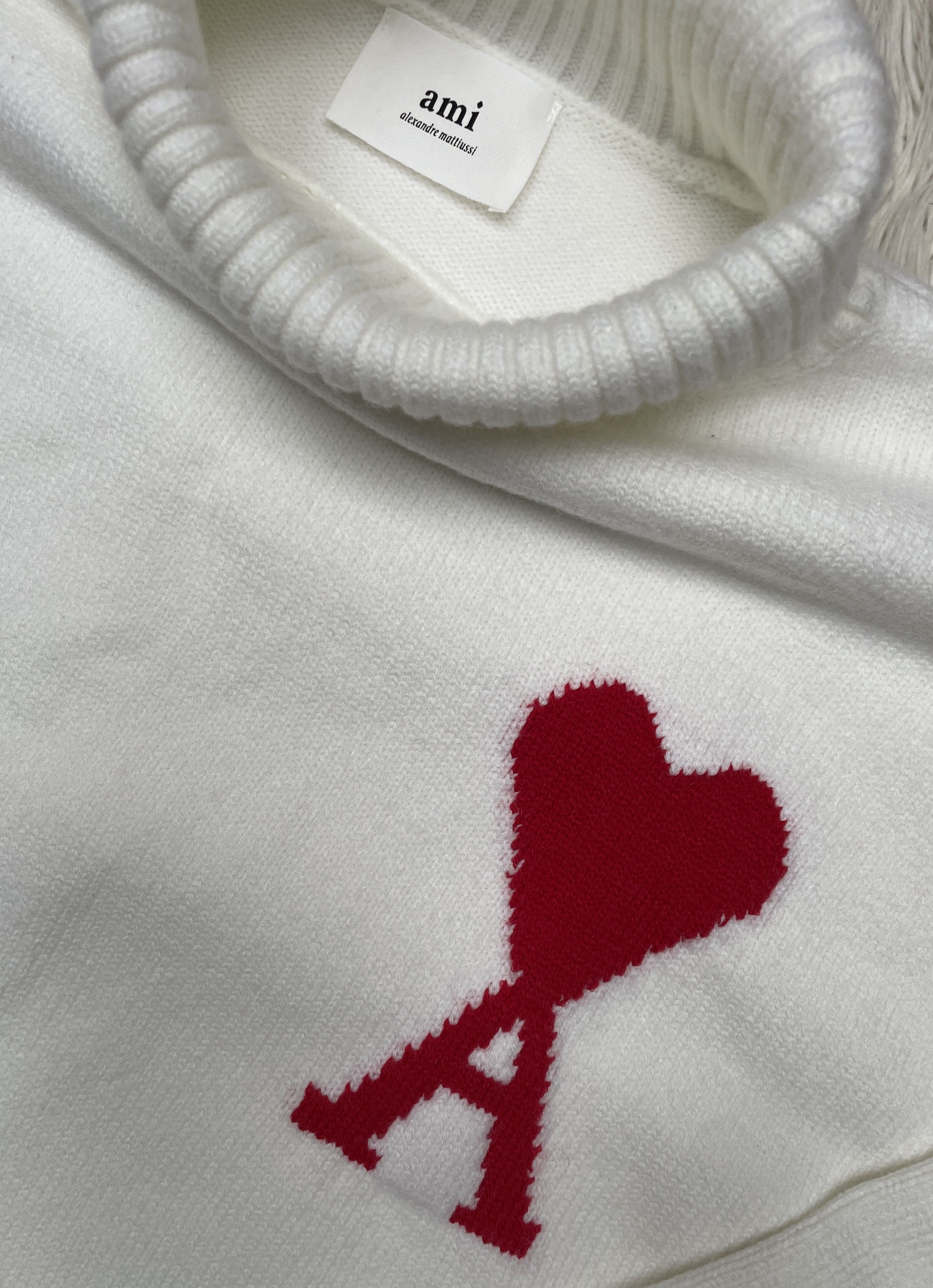 AMI AMI Paris Ami de Coeur Turtleneck Sweater – White – Size L Size US L / EU 52-54 / 3 - 2 Thumbnail