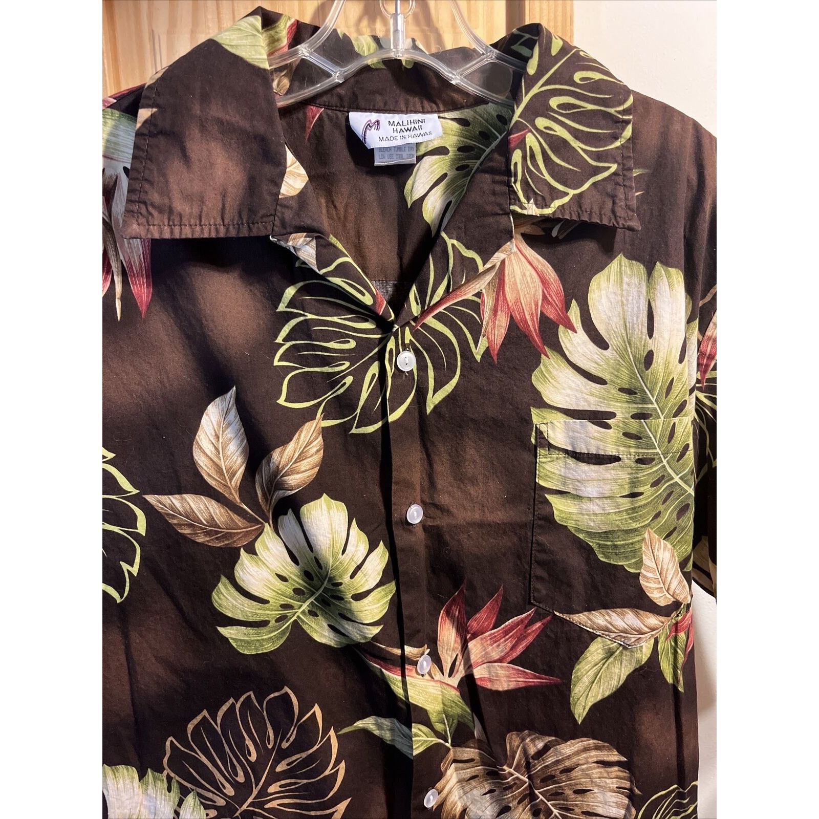 Other Malihini Men's XL Brown Floral Button Cotton Hawaiian Shirt Size US XL / EU 56 / 4 - 6 Thumbnail