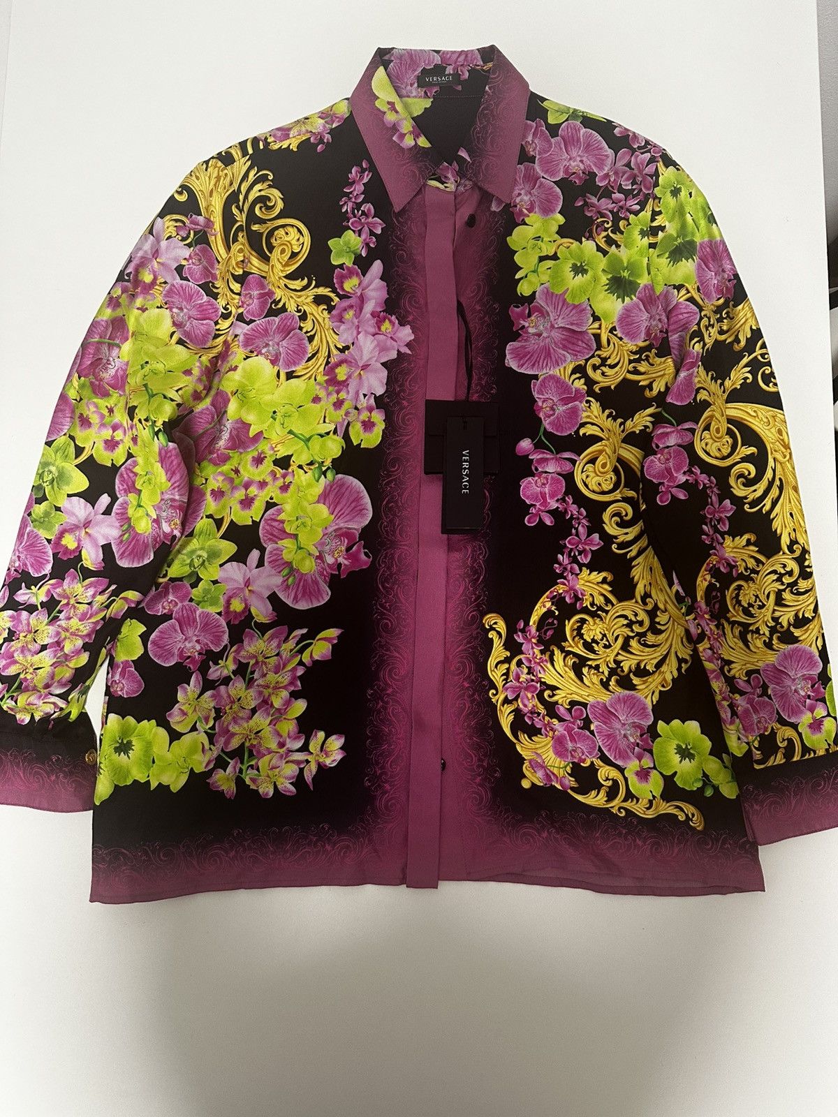 Versace Versace Medusa Orchid Silk Shirt Size S / US 4 / IT 40 - 1 Thumbnail