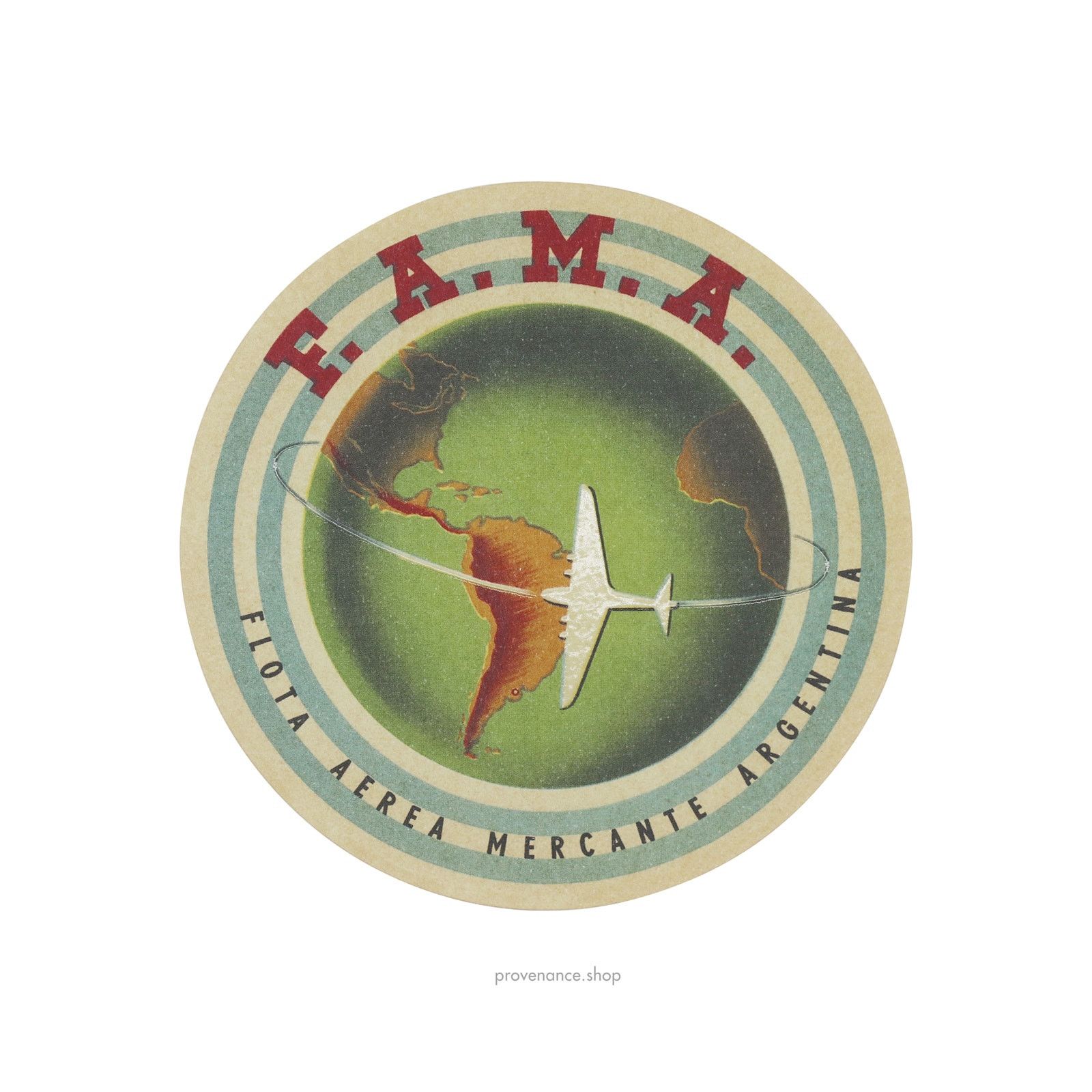 🔴 Airline Label Postcard Sticker - F.A.M.A