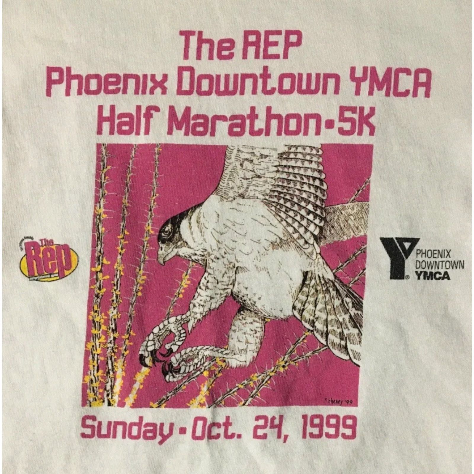 Vintage VINTAGE Phoenix YMCA Marathon Eagle Shirt M White 90s Grunge Retro Track Size US M / EU 48-50 / 2 - 3 Thumbnail