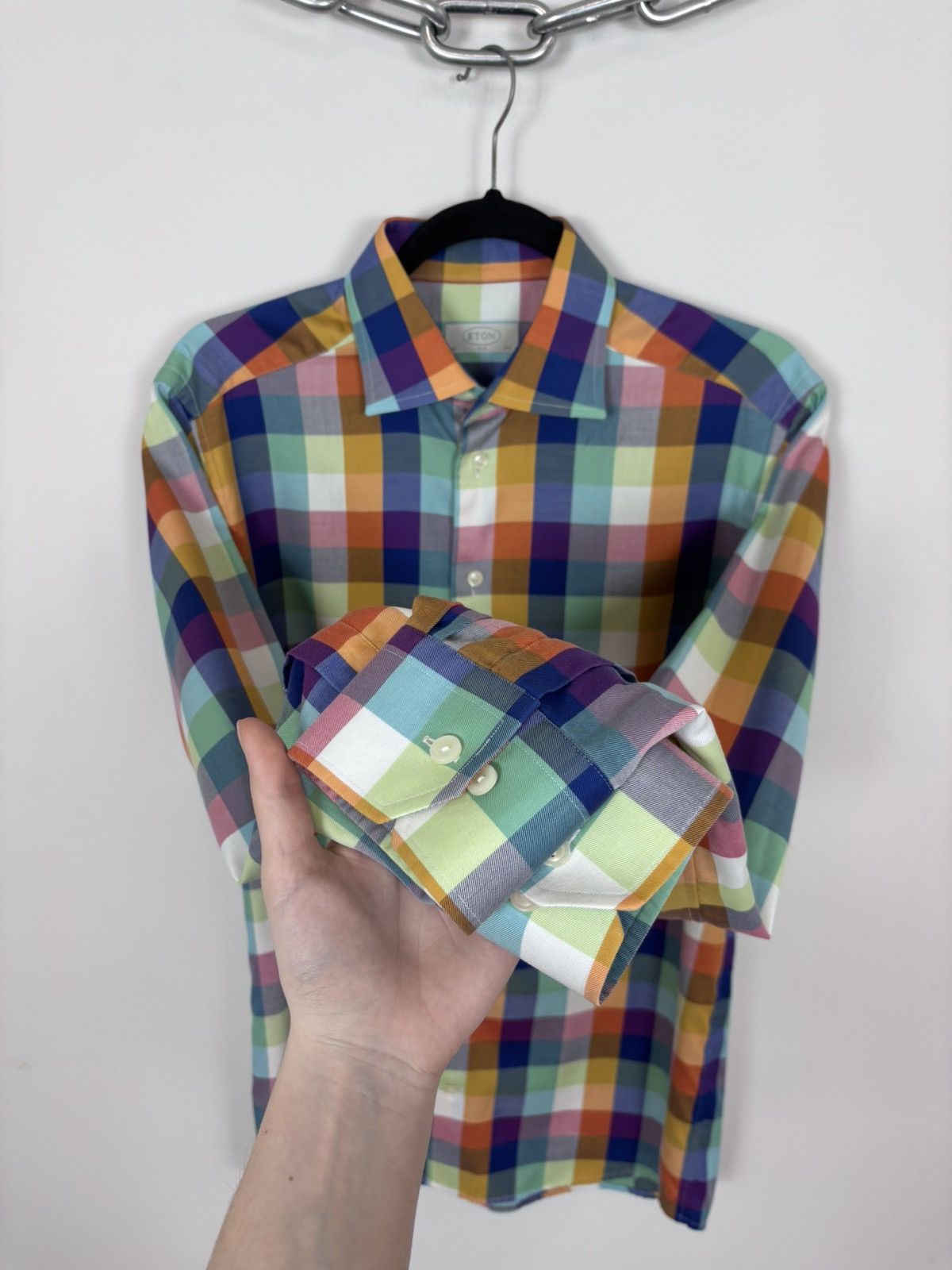 Eton Eton Men’s Slim Fit Multicolor Check Long Sleeve Shirt Size US M / EU 48-50 / 2 - 9 Thumbnail