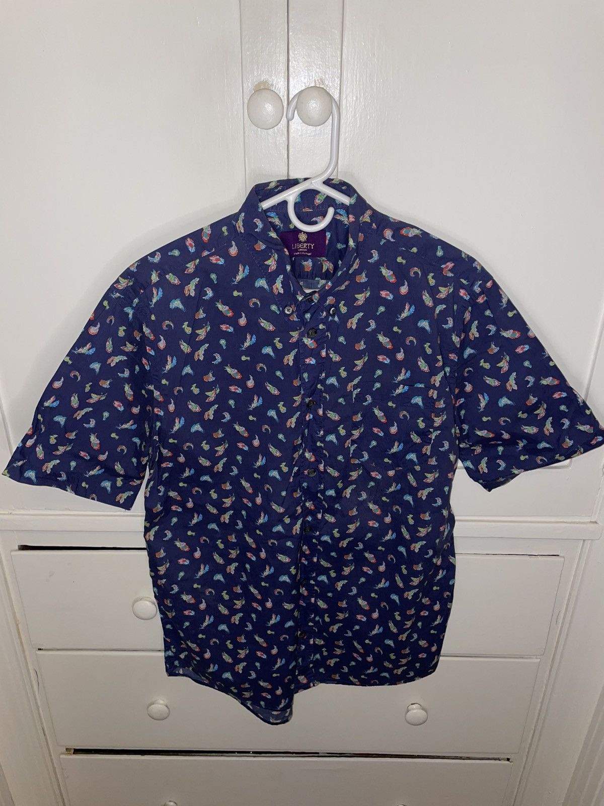 Liberty Liberty of London short sleeve button down, blue paisley, XL Size US XL / EU 56 / 4 - 2 Thumbnail