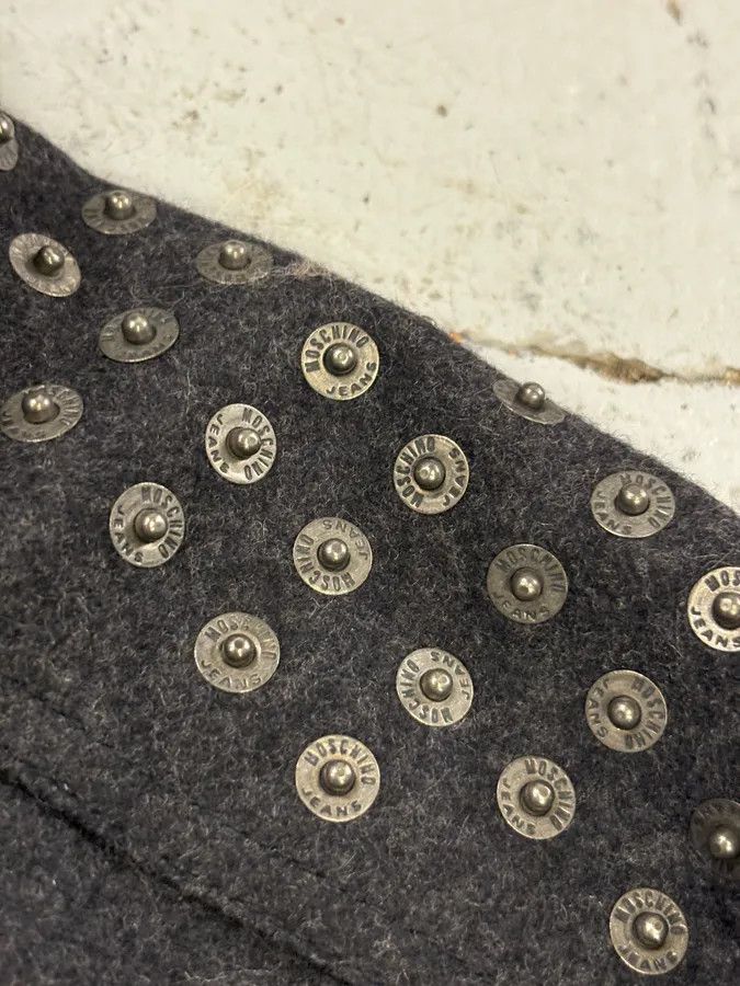 Moschino 2000s Moschino Grey Wool Studded Jacket Size US M / EU 48-50 / 2 - 10 Thumbnail