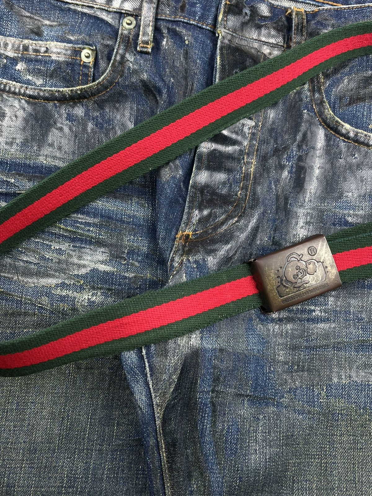 Undercover SS02 Undercover Laboratories Bear Gucci Canvas Belt Size ONE SIZE - 5 Thumbnail