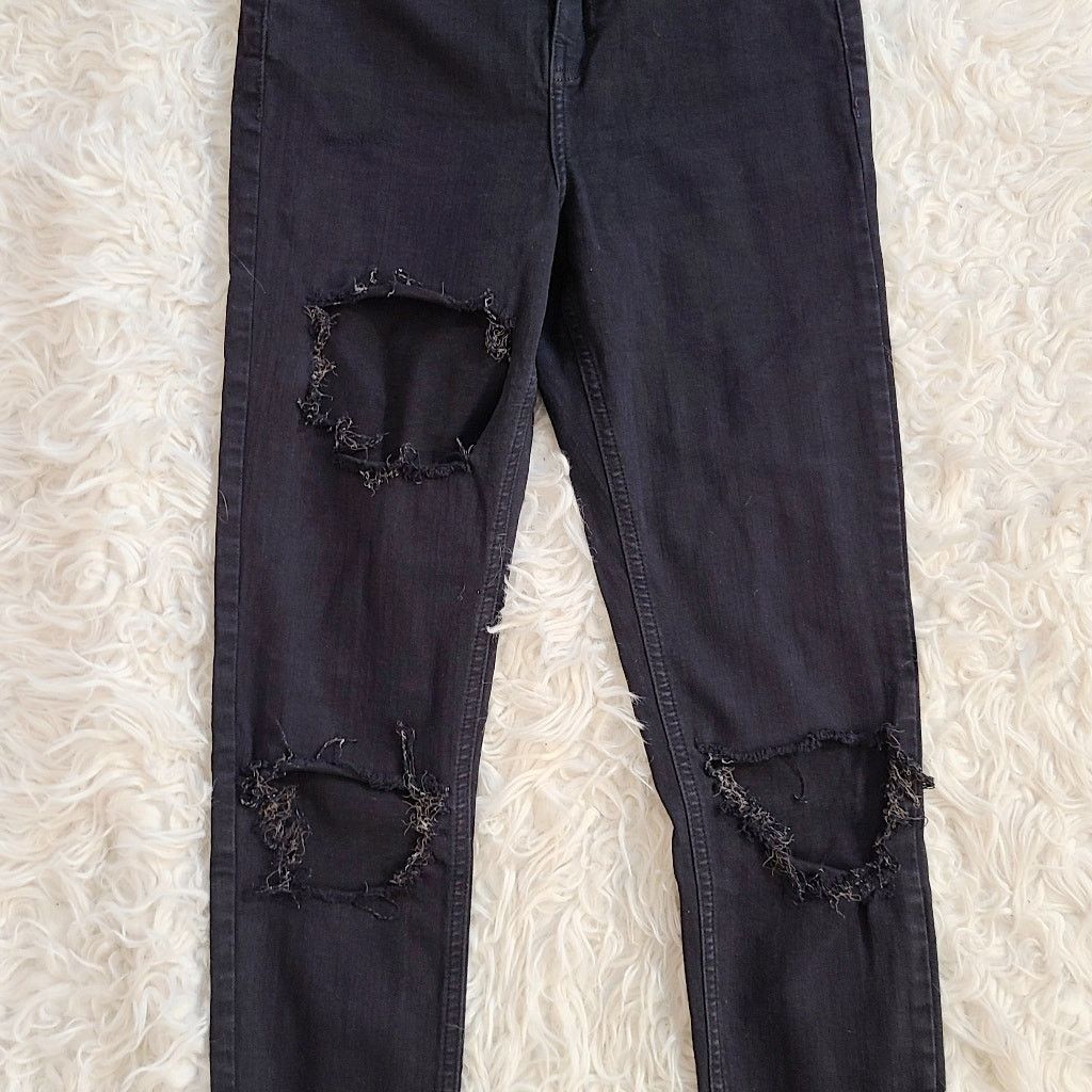 Topshop Topshop Moto Jamie black distressed skinny jeans w28 l30 Size 28" / US 6 / IT 42 - 8 Thumbnail