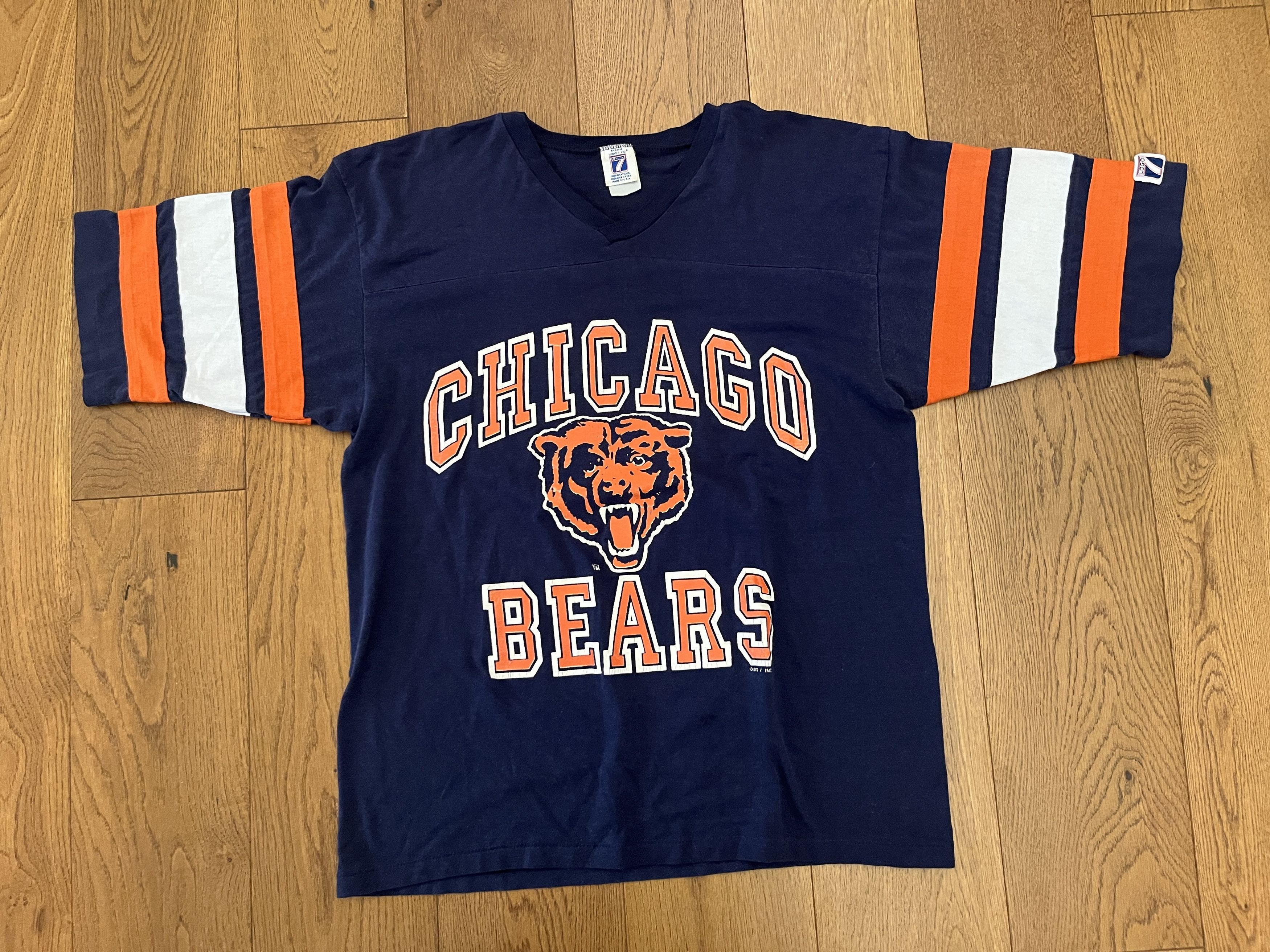 Vintage Vtg 91-93 Logo 7 Chicago Bears Jersey Tee SLEEVE PATCH XL Size US XL / EU 56 / 4 - 1 Thumbnail