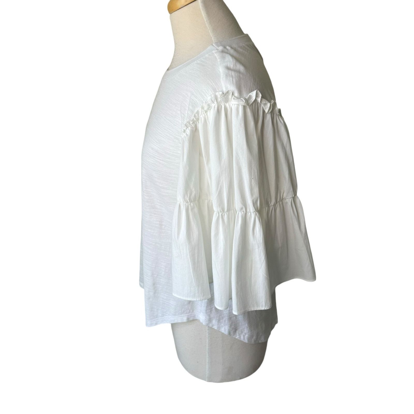 Cinq a Sept CINQ A SEPT Hailey Ruffle Top White Size Small 100% Cotton Size S / US 4 / IT 40 - 9 Thumbnail