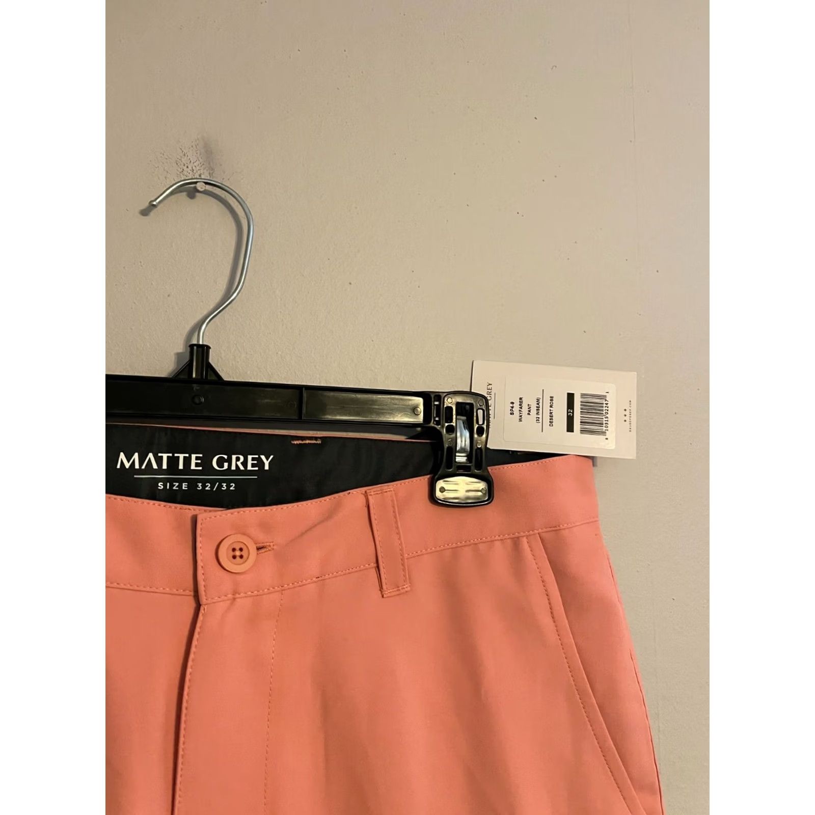 Vintage Matte Grey Pants Men's 32x32 Desert Rose Wayfarer Golf Flat Front Solid Orange Casual Travel Size US 34 / EU 50 - 2 Thumbnail