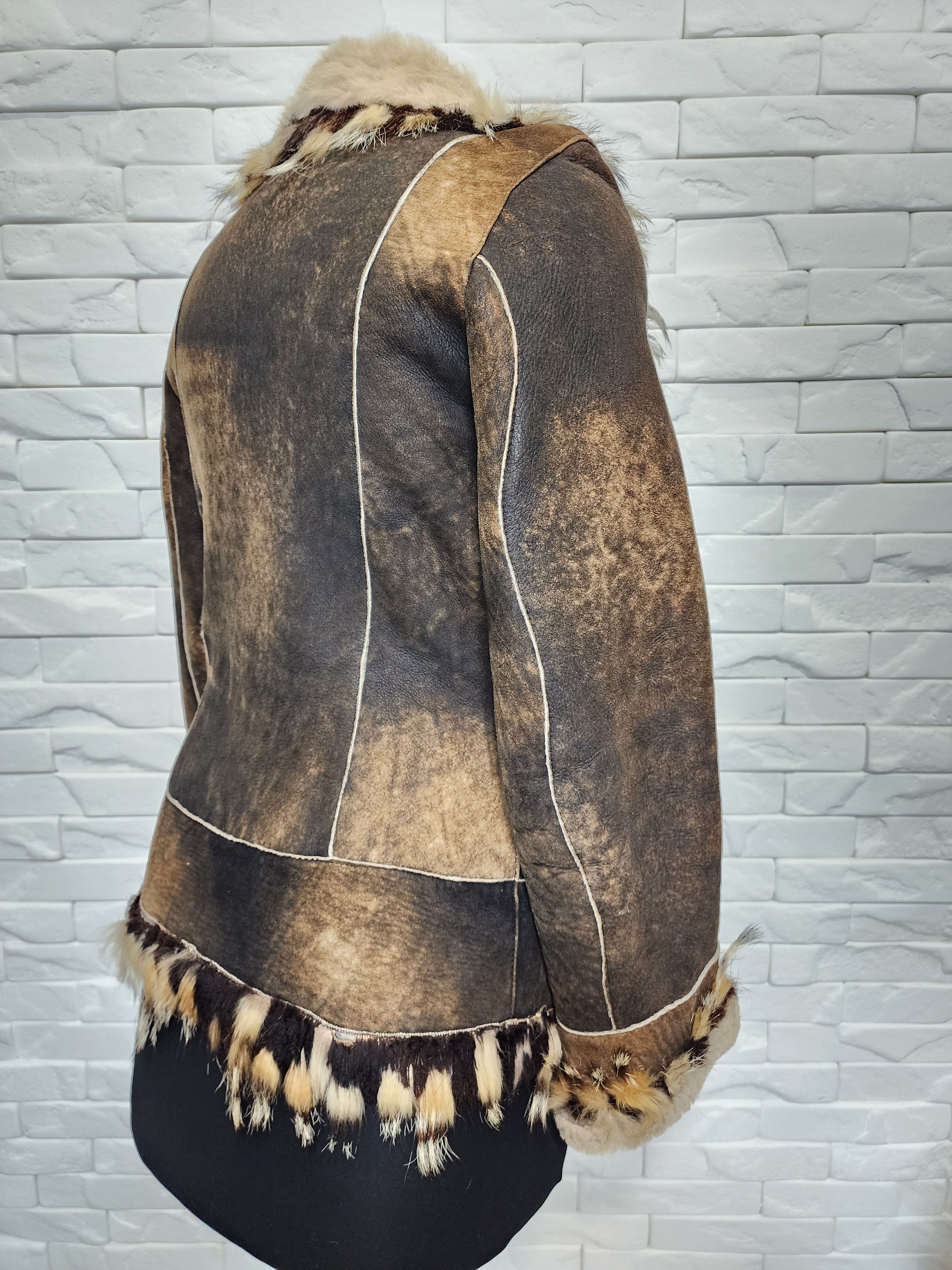 Genuine Leather Brown Sheepskin Coat: Women's Genuine Fur, Multi-Fur Collar Size M / US 6-8 / IT 42-44 - 5 Thumbnail
