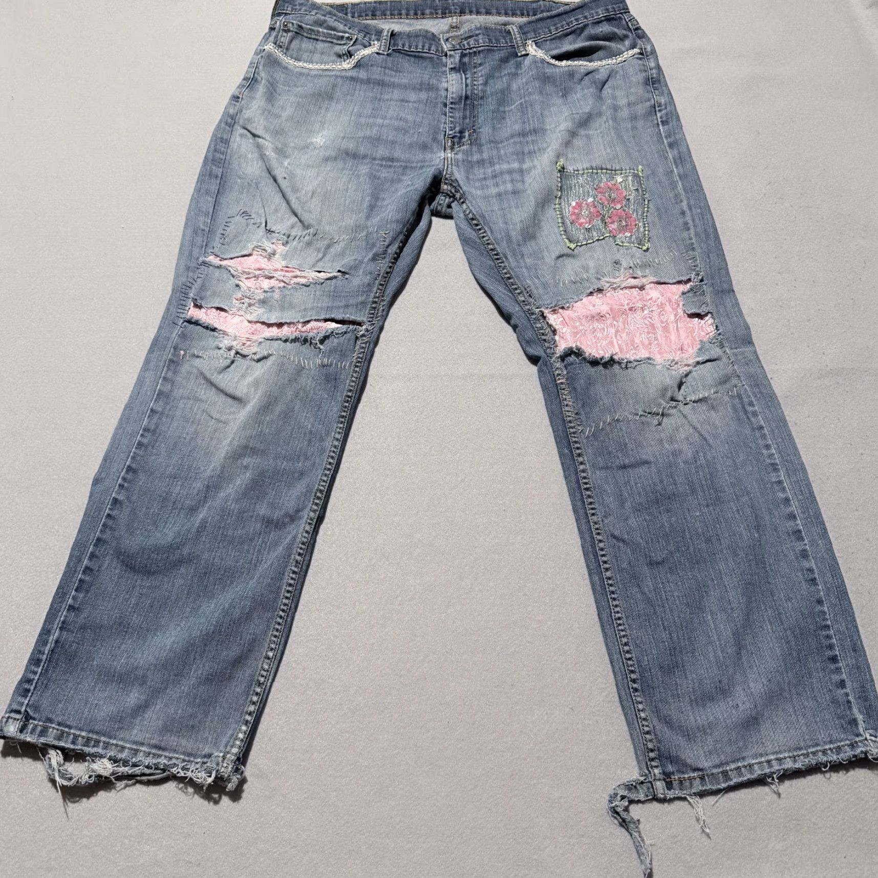 Levi's Levi's 559 Jeans Men Blue Distressed Patch Relaxed Straight - 38x30 Size US 38 / EU 54 - 2 Thumbnail