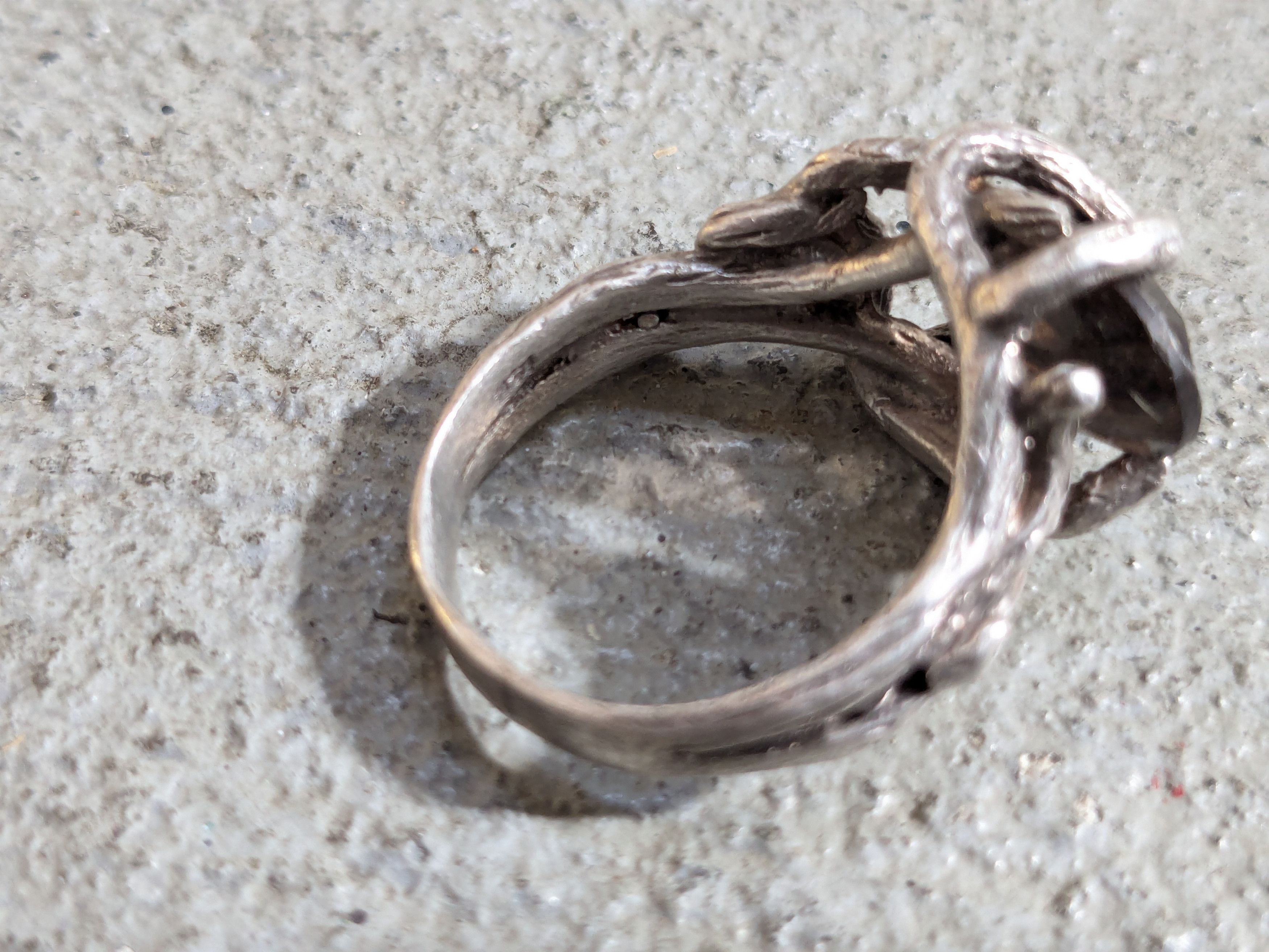 Vintage Vintage Sterling Silver Ring Smoky Quartz 8.25 Brutalist Size ONE SIZE - 11 Thumbnail