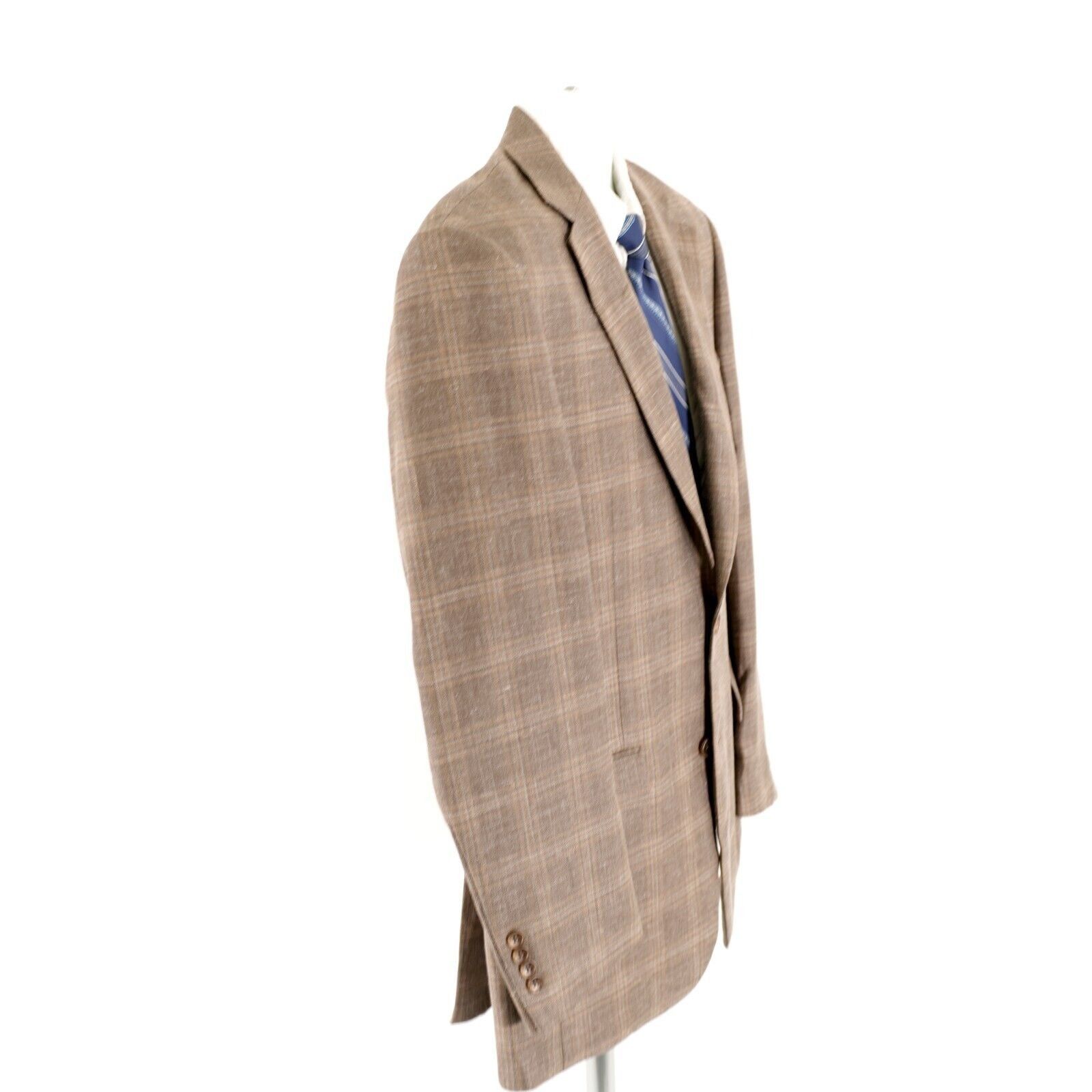 Jos. A. Bank Jos A Bank Signature Wool Silk Linen Beige Tan Plaid 2 Butto Size 40L - 7 Thumbnail