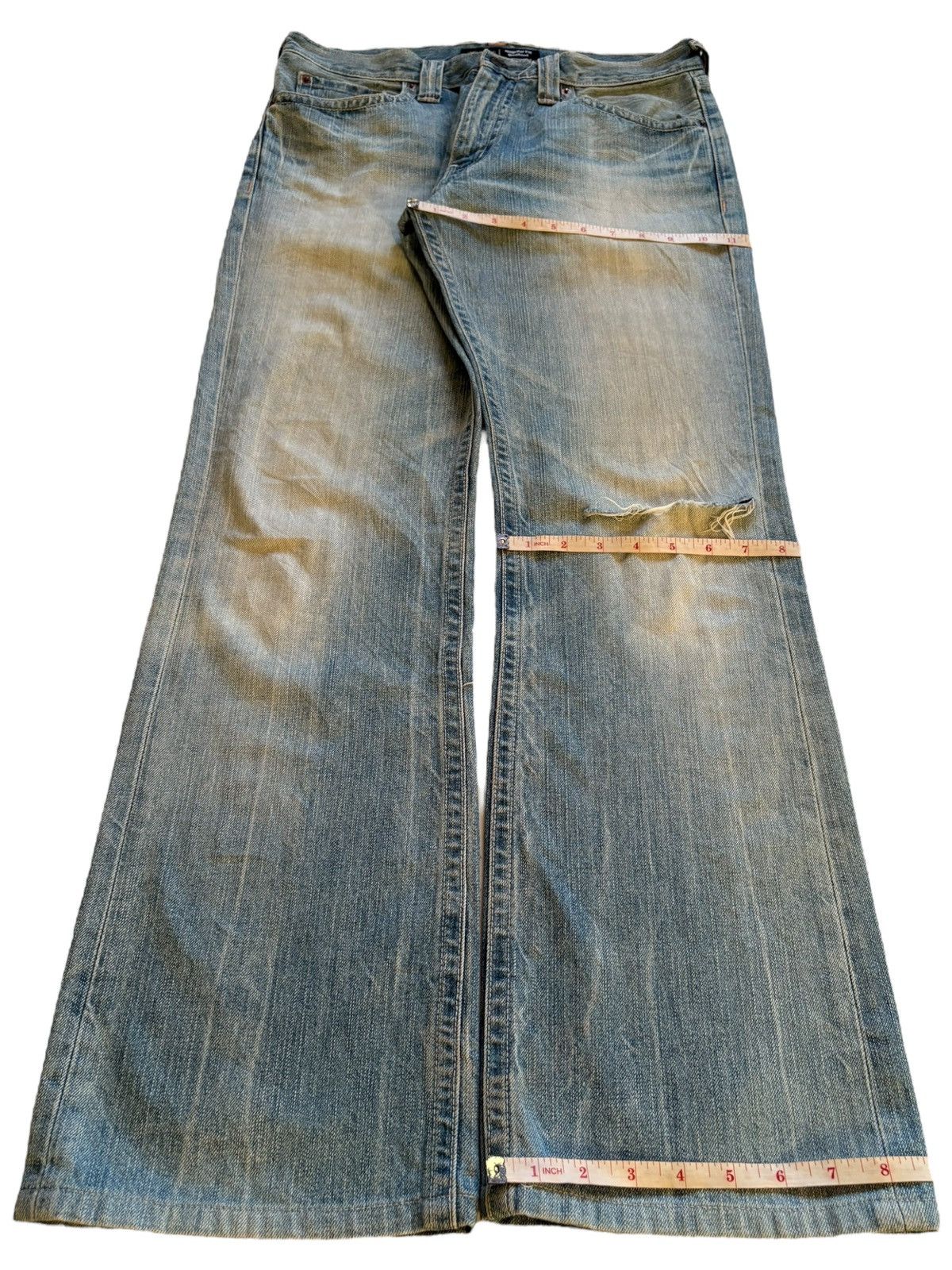 Uniqlo Vintage Uniqlo Rusty Mud Wash Distressed Ripped Flare Jeans Size US 33 - 14 Thumbnail