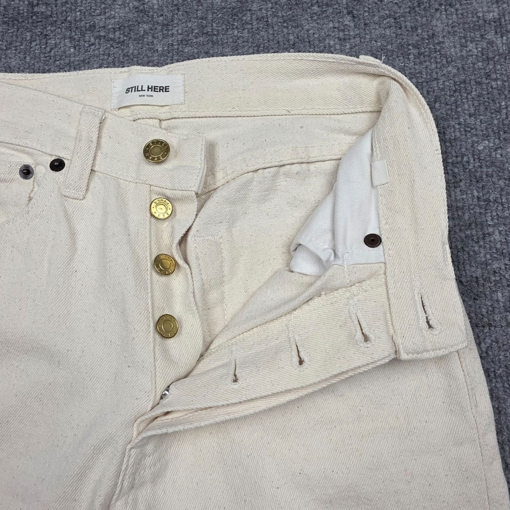 Still Here STILL HERE New York Childhood Jeans Women's 23 Ivory Straight Leg 100% Cotton Denim Straight Womens Size 40" / US 18 - 5 Thumbnail