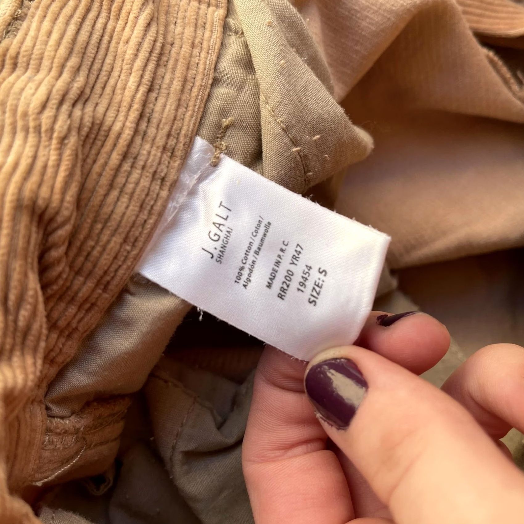 Vintage J Galt Pants Womens Small Beige Corduroy Cropped Straight Leg Pockets Casual Size 28" / US 6 / IT 42 - 2 Thumbnail