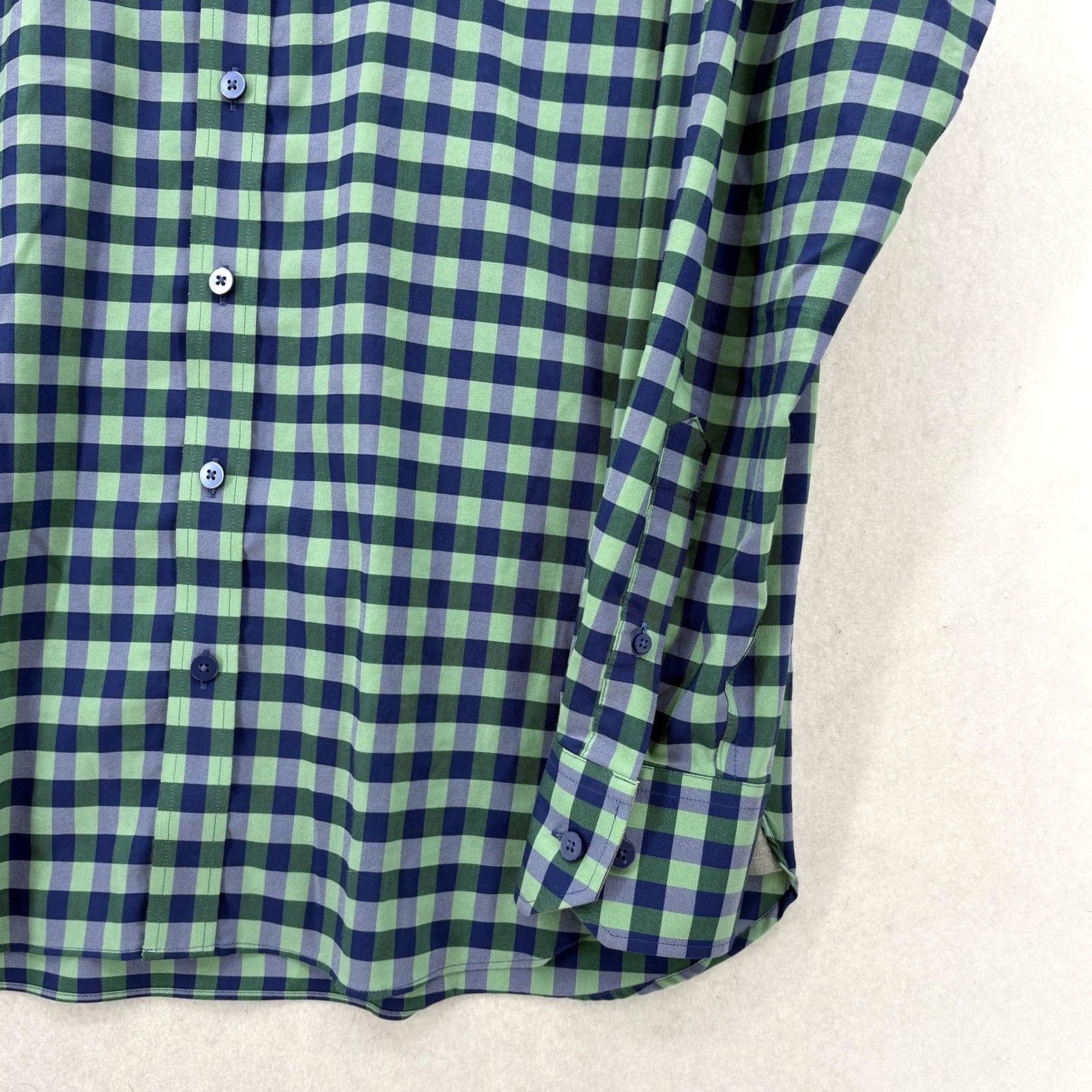 Vintage Twillory Dress Shirt Mens 15.5 34/35 Green Gingham Classic Stretch Performance Shirt Size 42R - 3 Thumbnail