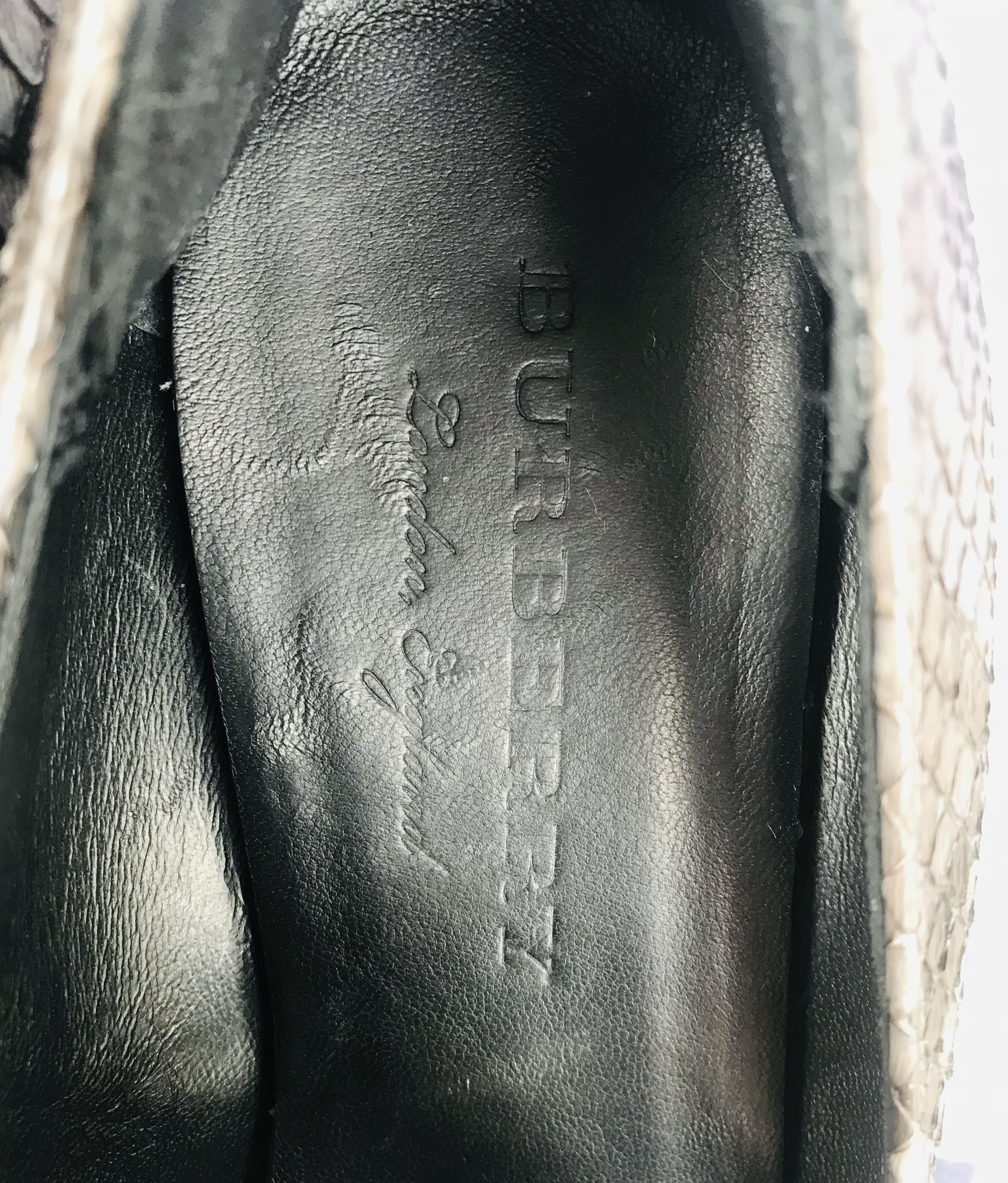Burberry Burberry Loafers Small Block Heel Leather Python Snake Black Size US 9 / IT 39 - 12 Thumbnail