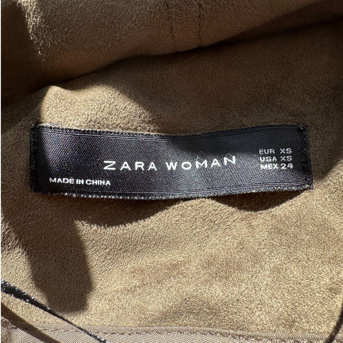 Zara Zara Olive Green Black Suede Side Zip Cowel Neck Jacket XS Size XS / US 0-2 / IT 36-38 - 8 Thumbnail