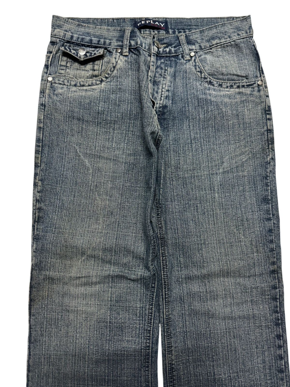 Vintage 💥VINTAGE💥REPLAY BAGGY RUSTY MUD-WASHED BLUE DENIM JEANS Size US 30 / EU 46 - 2 Thumbnail
