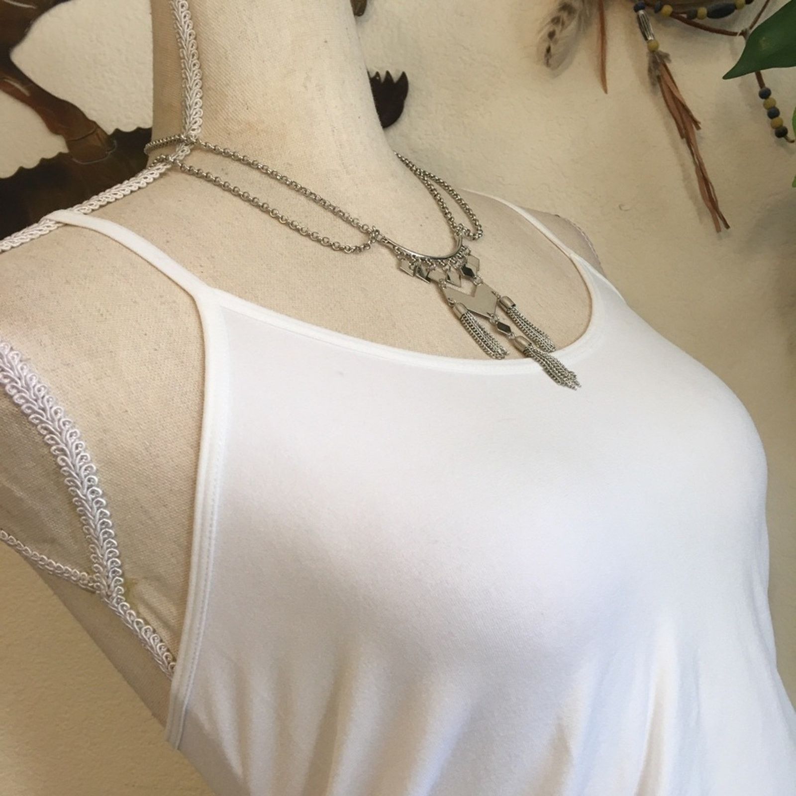 Jewelry Vendome silver tassel double chain necklace NWT Size ONE SIZE - 2 Thumbnail