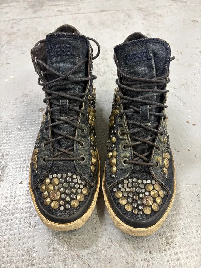 Diesel 2000s Diesel Navy Denim Studded High Sneakers Size US 8 / EU 41 - 2 Thumbnail