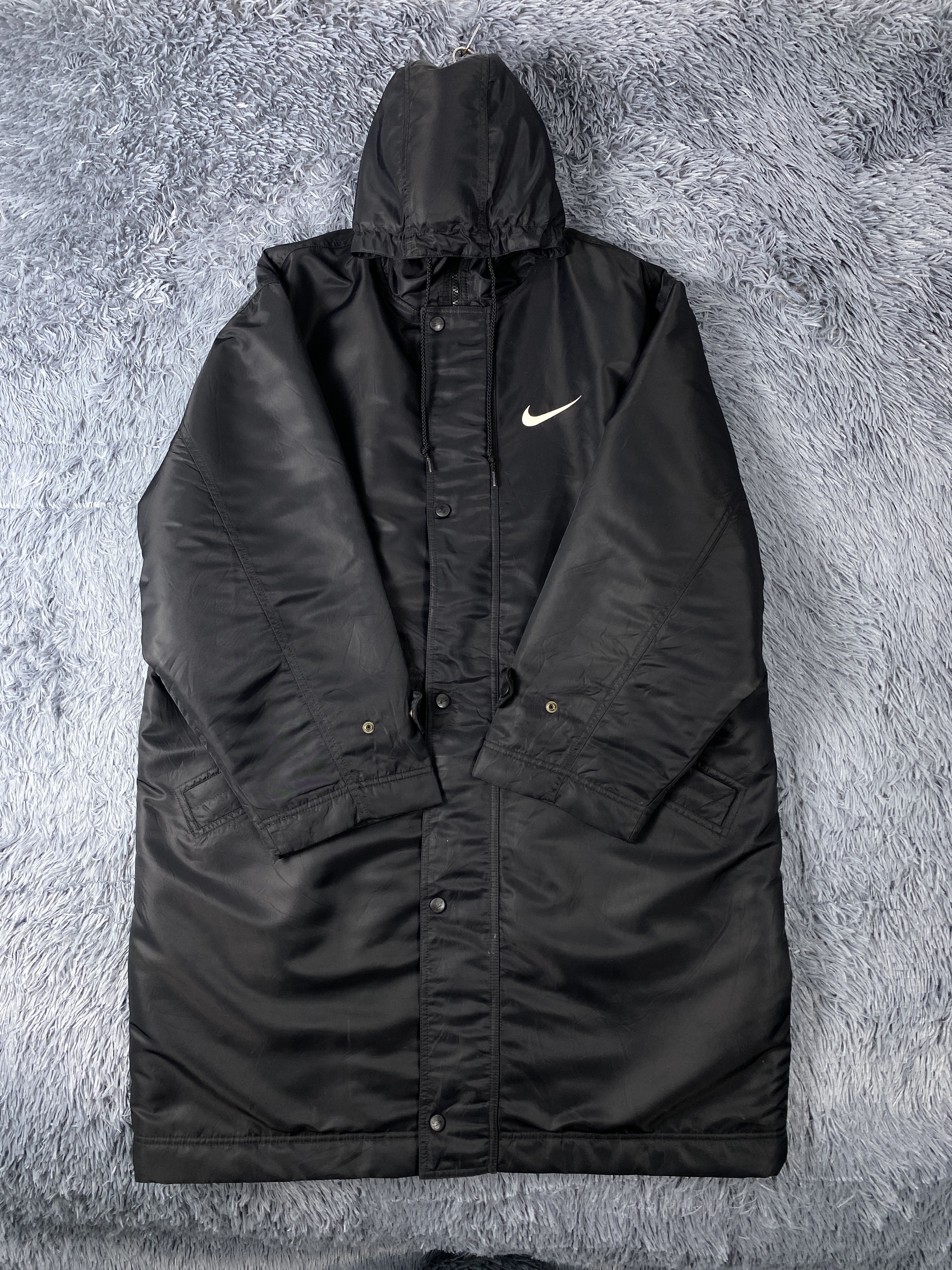 Nike Vintage 90s Nike Big Swoosh Sherpa Lining Long Jacket K0122 Size US XL / EU 56 / 4 - 9 Thumbnail