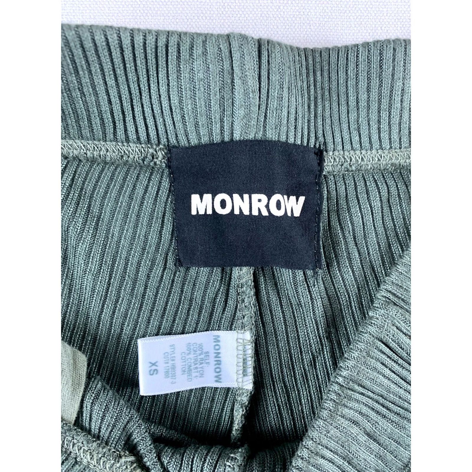 MONROW MONROW PANTS WOMENS XS GREEN STRIPED JOGGER SWEATPANTS HB0307-3 Straight Leg Weekday Womens XS Green Striped Monrow Pants Size 26" / US 2 / IT 38 - 3 Thumbnail