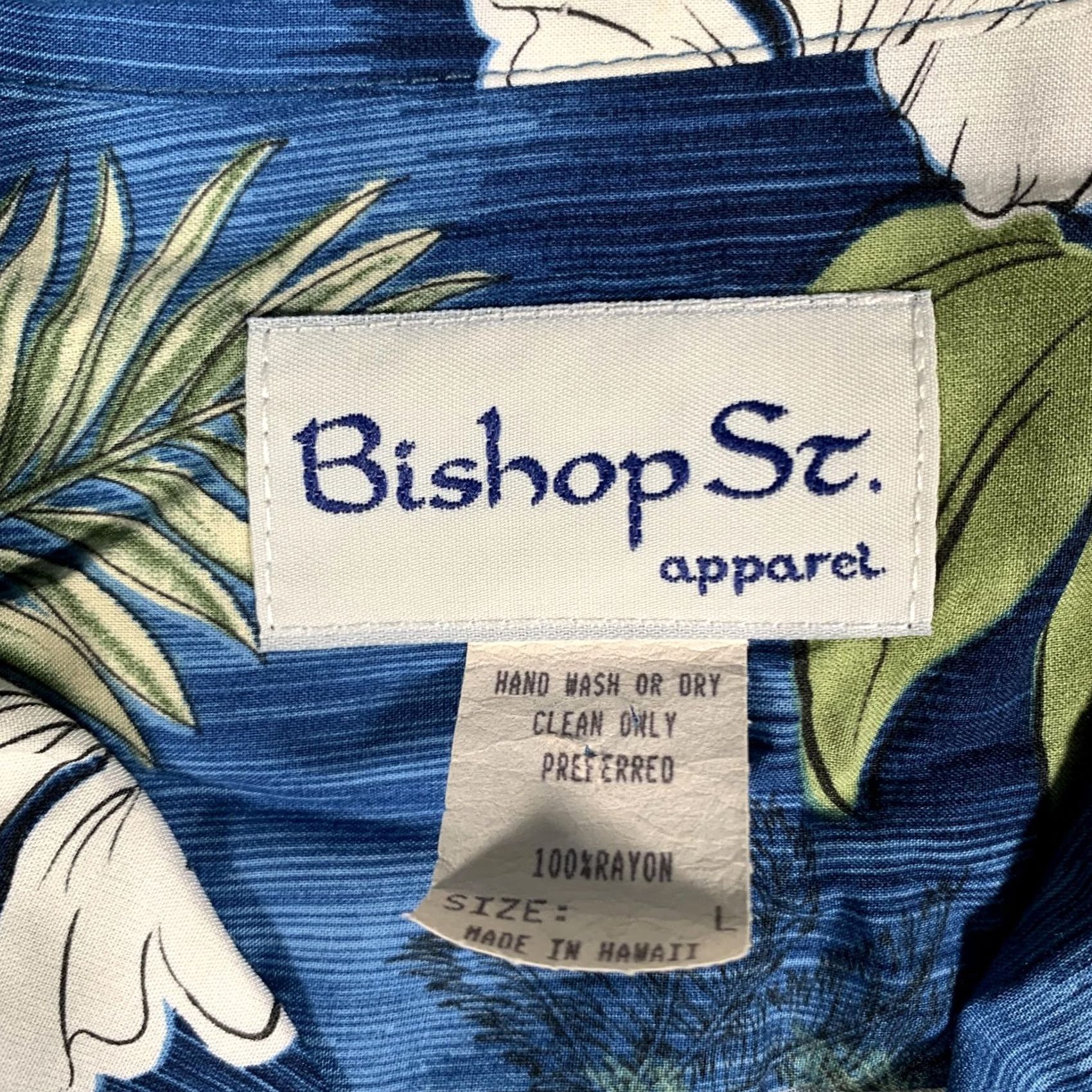ALOHAS Bishop St Shirt Mens Large Blue Hawaiian Tropical Aloha Rayon Made Hawaii Size US L / EU 52-54 / 3 - 4 Thumbnail