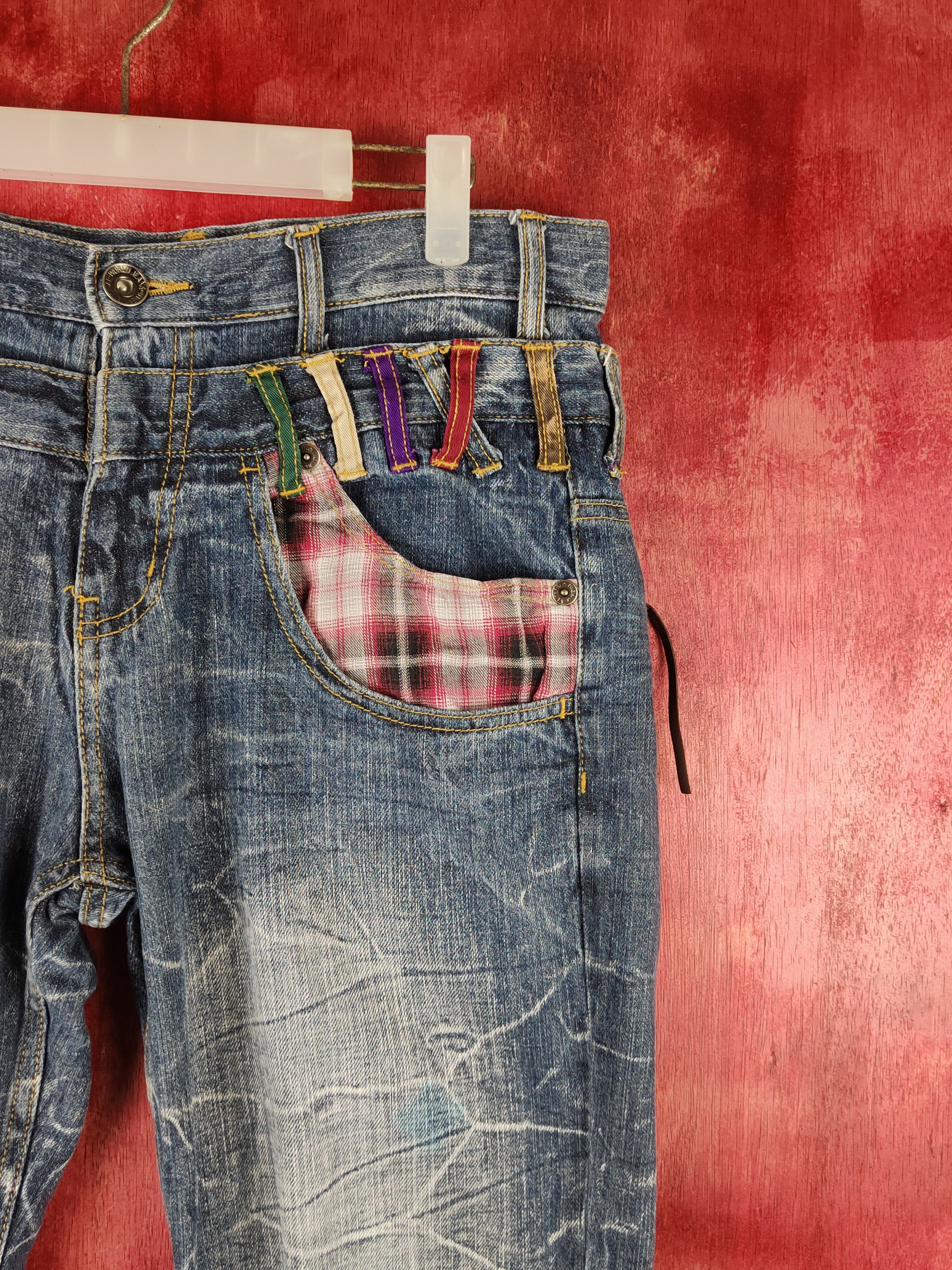 Japanese Brand Nylaus double waist Dark Blue cropped short Denim #S1519 Size US 33 - 7 Thumbnail