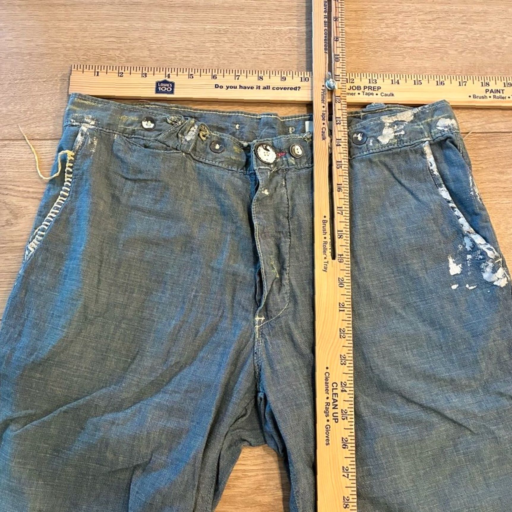 Denime Rogan Bermuda Shorts 11” Size 34 Chambray Denim Distressed Contrast Stitch Men Blue Size US 34 / EU 50 - 3 Thumbnail