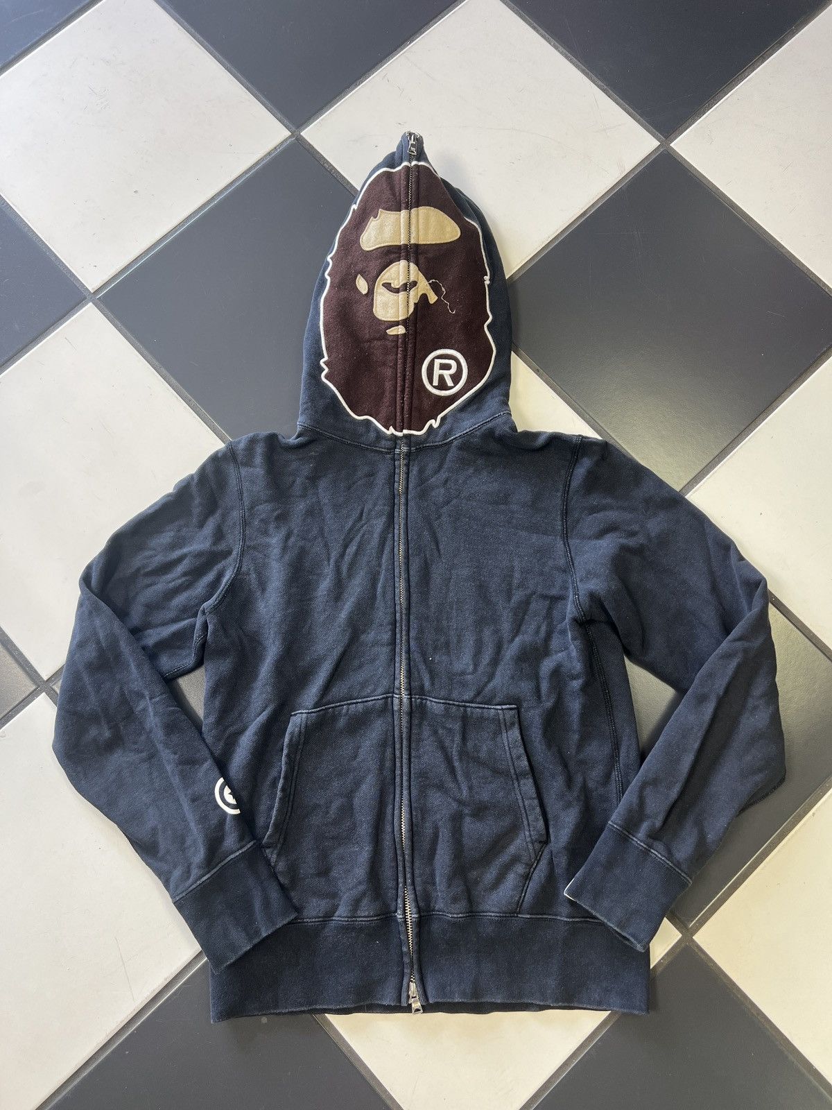 image of Bape A Bathing Ape Ape Head Zip Hoodie Size Small in Black, Men's