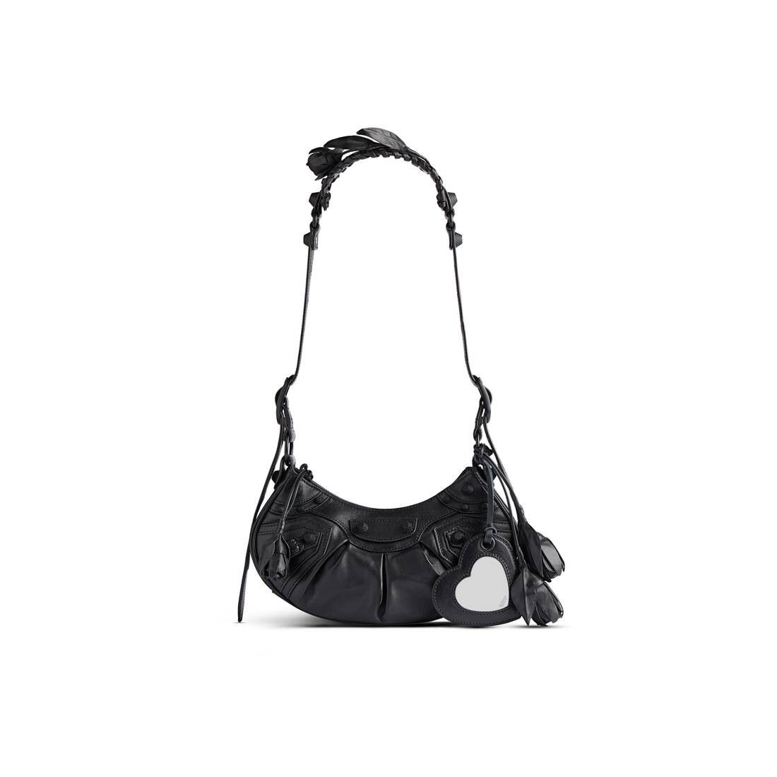 Balenciaga le cagole xs shoulder bag in black arena lambskin with roses,matte black hardware Size ONE SIZE - 1 Thumbnail