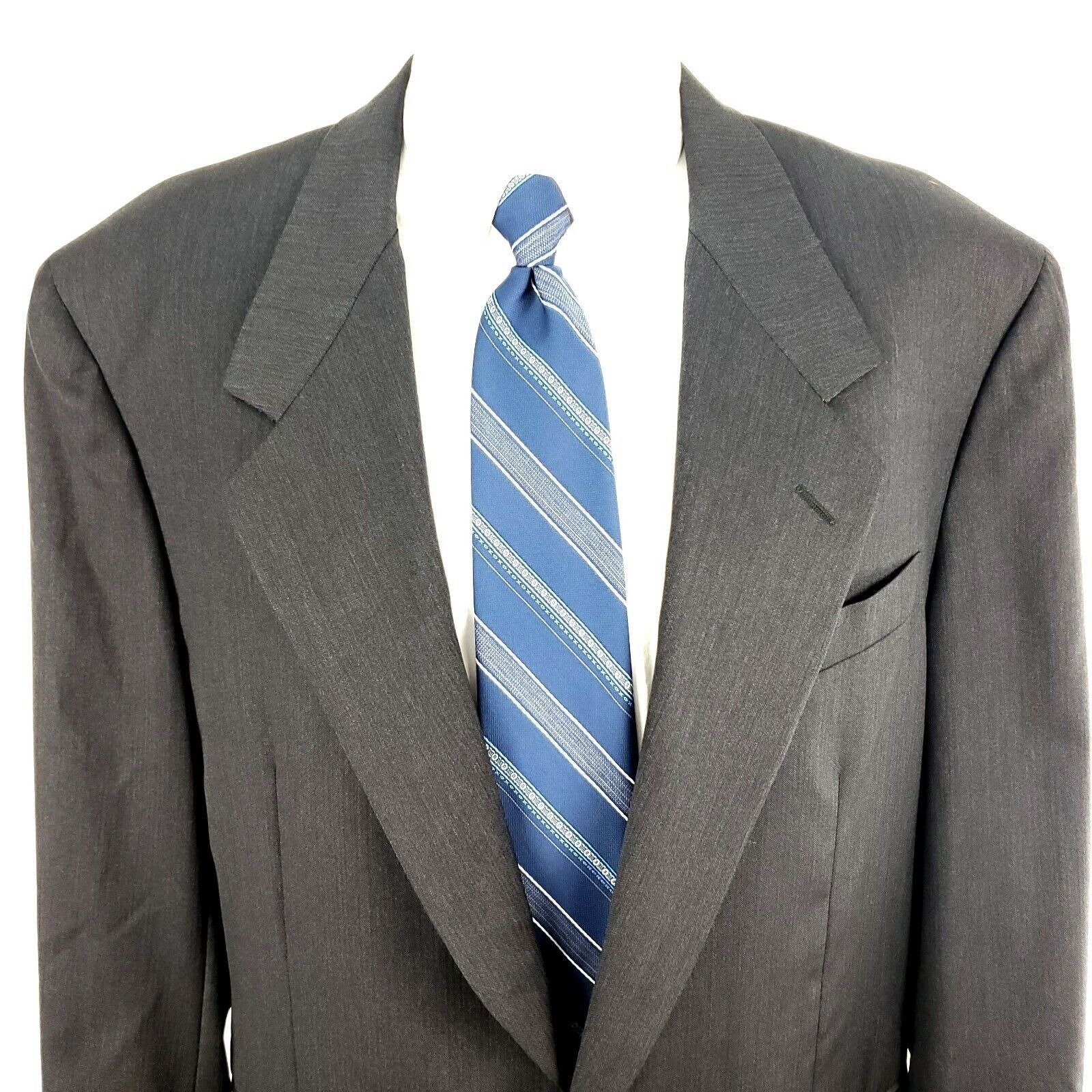 Canali Canali Proposta 44L 2 Button Herringbone Wool Gray Blazer Sp Size 44L - 1 Thumbnail